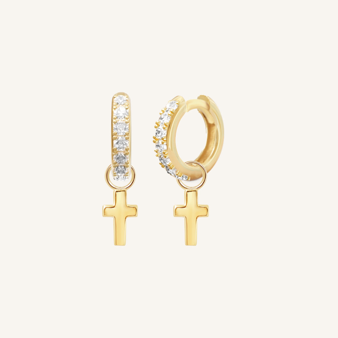Sparkling Cross Crystal Hoop Earrings for Women - Elegant & Stylish Jewelry Gift for Christmas, Party, Wedding & Everyday Wear