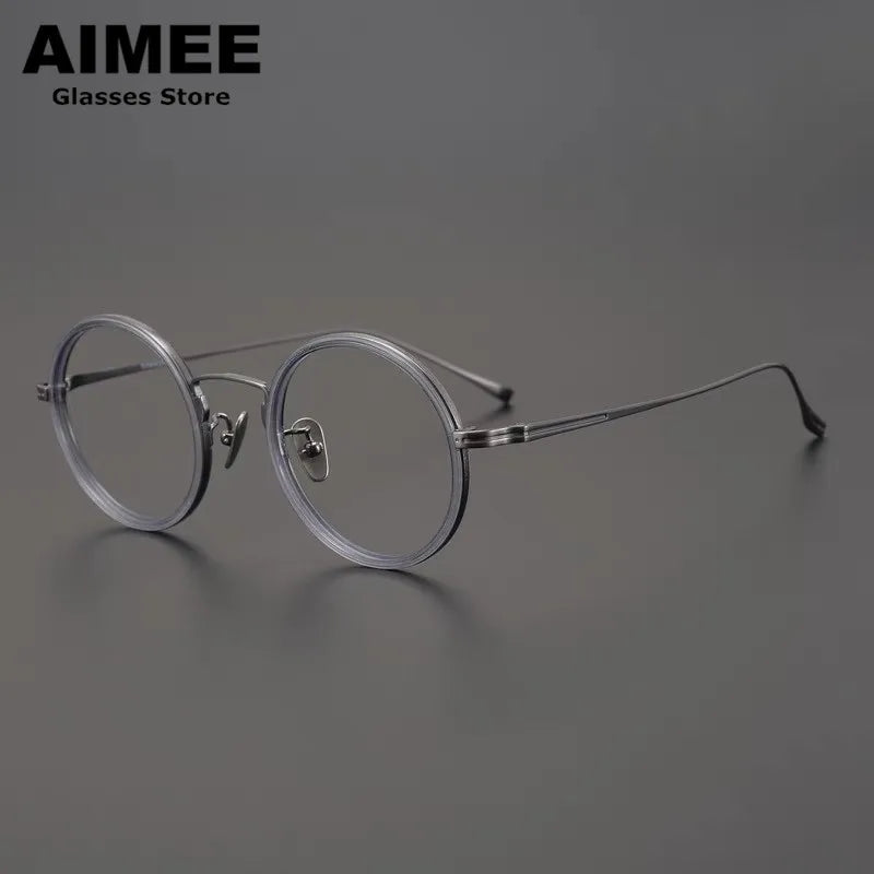 Aimee Unisex Full Rim Round Oval Titanium Eyeglasses 1061 - Lightweight & Durable Titanium Frame for Men & Women - Perfect for Reading, Work, and Everyday Fashion