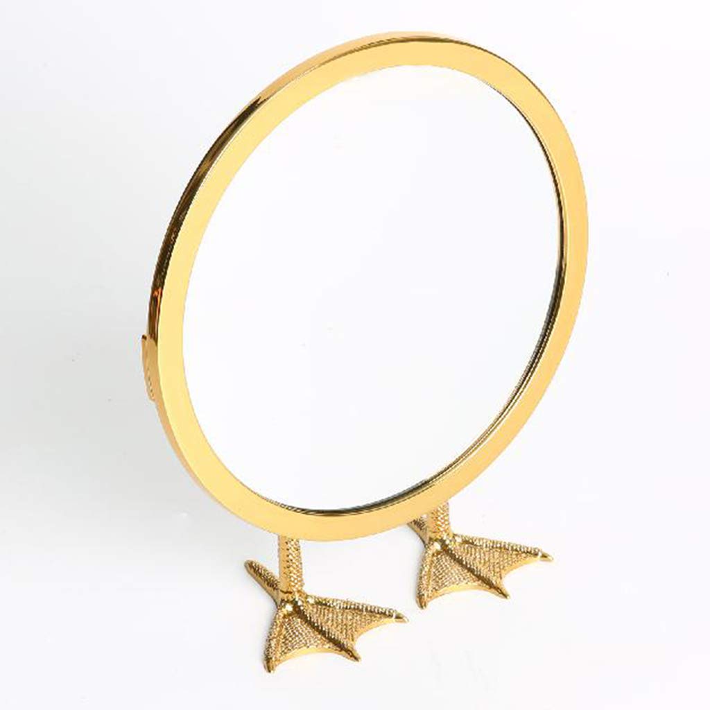 360° Adjustable Brass Duck-Foot Makeup Mirror - 7 Inch Round Vanity Mirror with Light Luxury Design for Home Decor & Beauty Station - Perfect for Bedroom, Bathroom, and Dressing Table