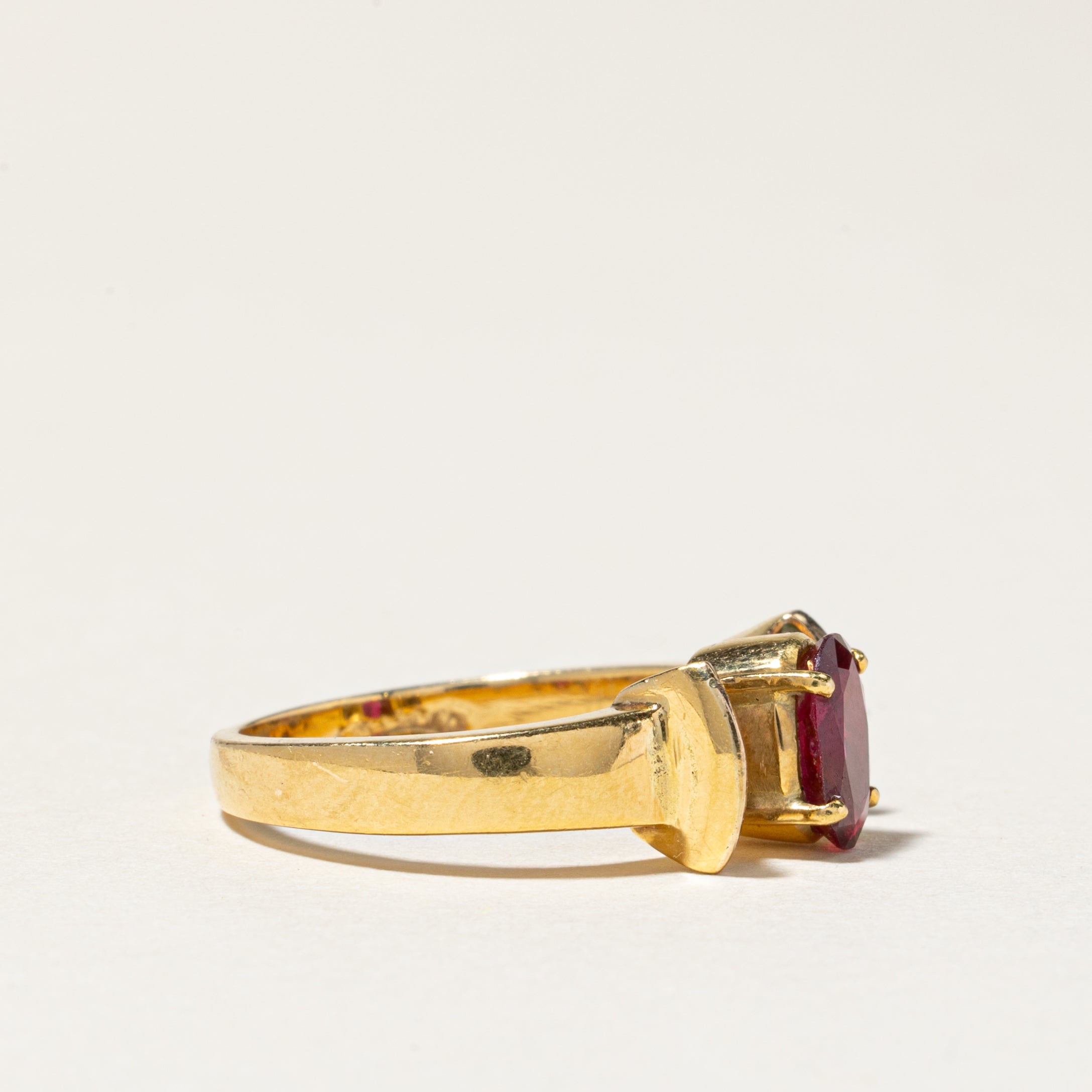 18K Yellow Gold Ruby and Diamond Ring - 0.81ct Natural Ruby & 0.33ctw Diamond Accents - Size 5 - Elegant Engagement, Anniversary or Gift Jewelry for Women