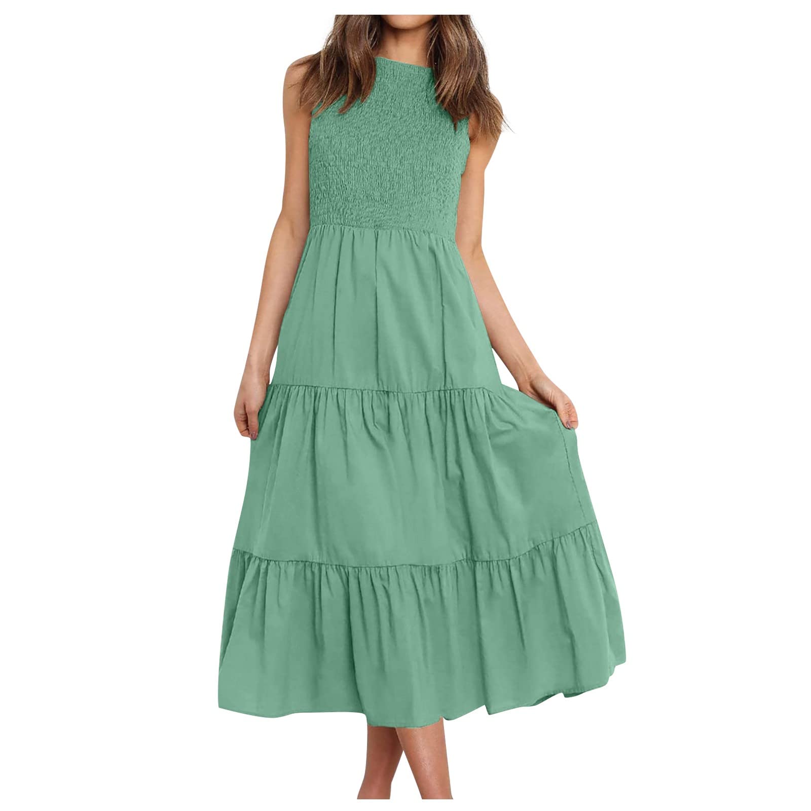 Women's Wrap Skirts - Casual Sleeveless High Waist Swing A-Line Dress with Round Neck | Perfect for Summer, Beach, Vacation & Everyday Wear