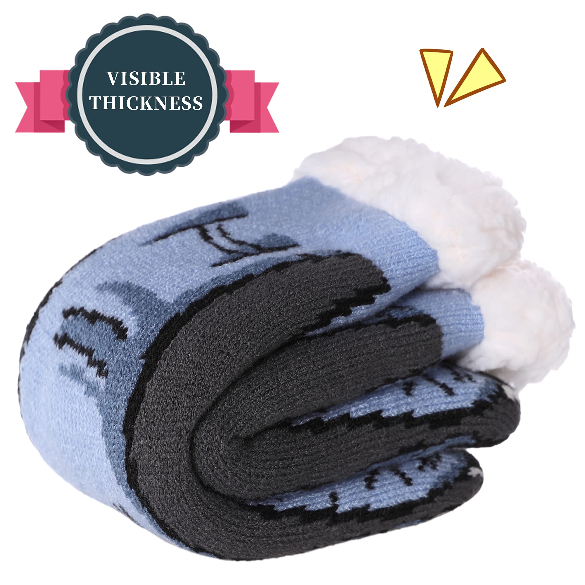 SDBING Kids Fuzzy Slipper Socks for Boys & Girls - Soft Cozy Fluffy Grips Winter Warm Non-Slip Socks - Perfect for Indoor Wear, Christmas Gifts & Cold Weather Comfort