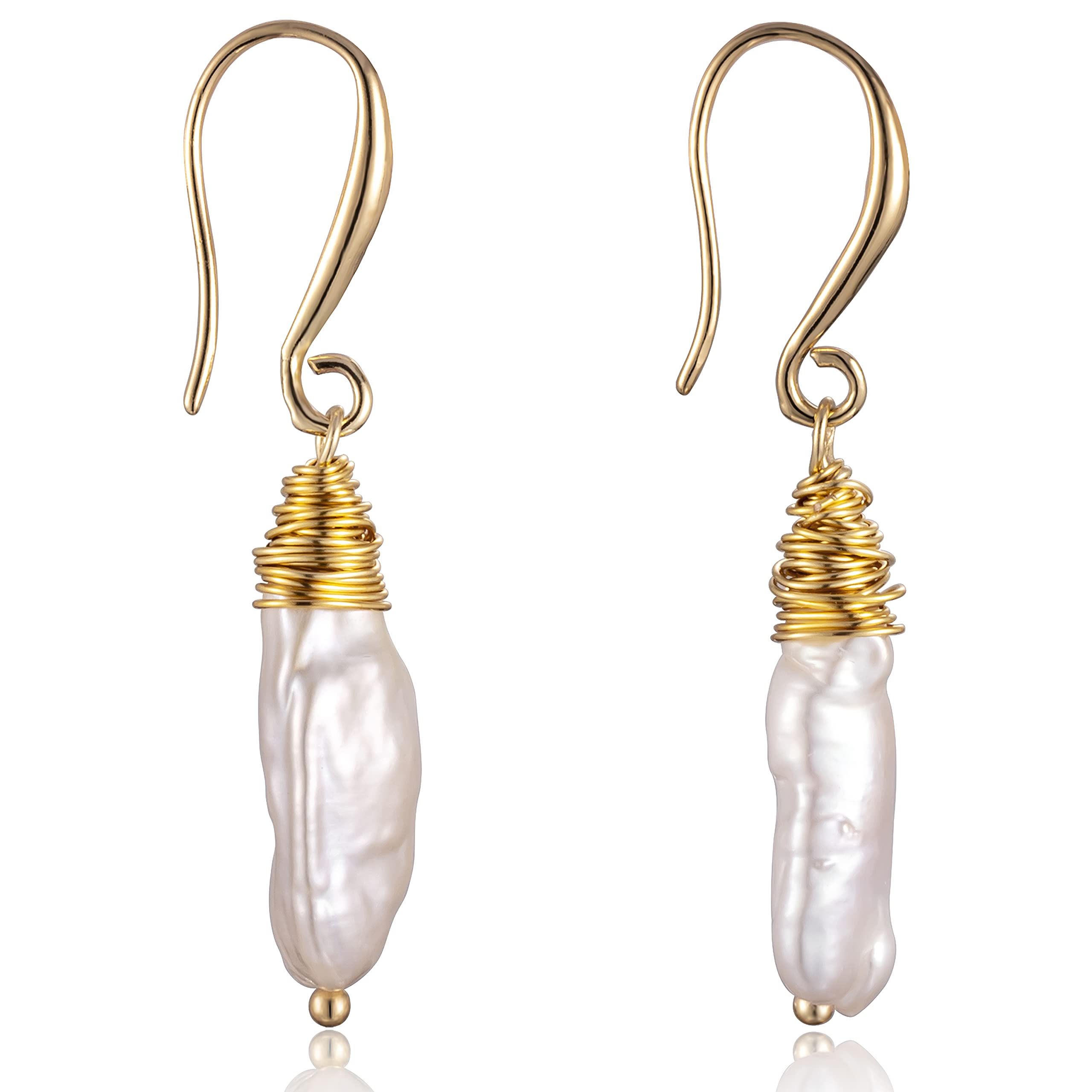 Baroque Pearl Earrings for Women - Hypoallergenic Irregular Freshwater Pearls, Dainty Boho Jewelry Gift for Girls | Perfect for Weddings, Parties & Everyday Wear