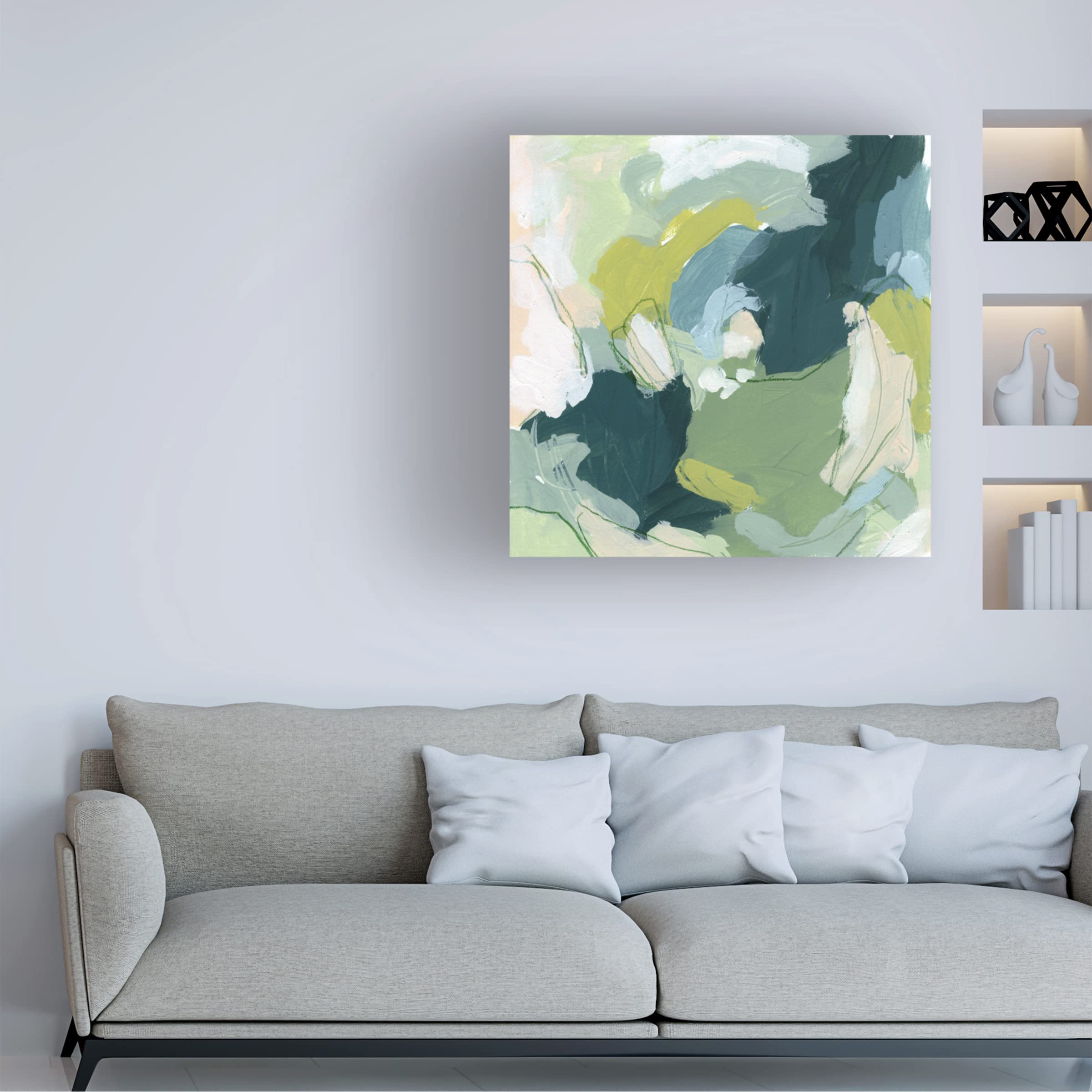 Trademark Fine Art 'Emerald Storm II' Canvas Wall Art by June Erica Vess - Modern Abstract Painting for Living Room, Bedroom & Office Decor