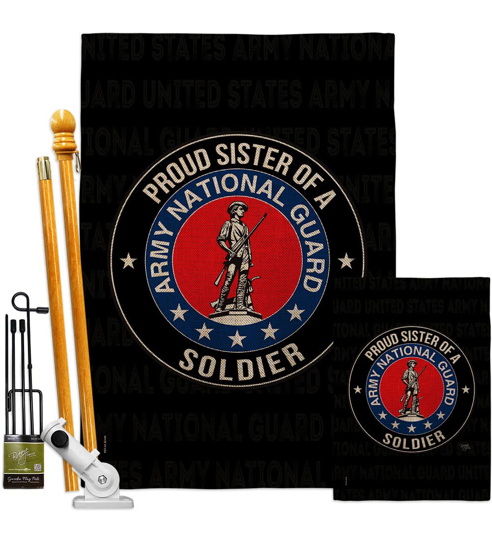 Double-Sided USA Made Army Garden Flag 28x40 Inch - Military Veteran Soldier Gift, Armed Forces National Guard ANG Burlap Yard Banner - Perfect for Patriotic Home Decor & Outdoor Memorial Displays