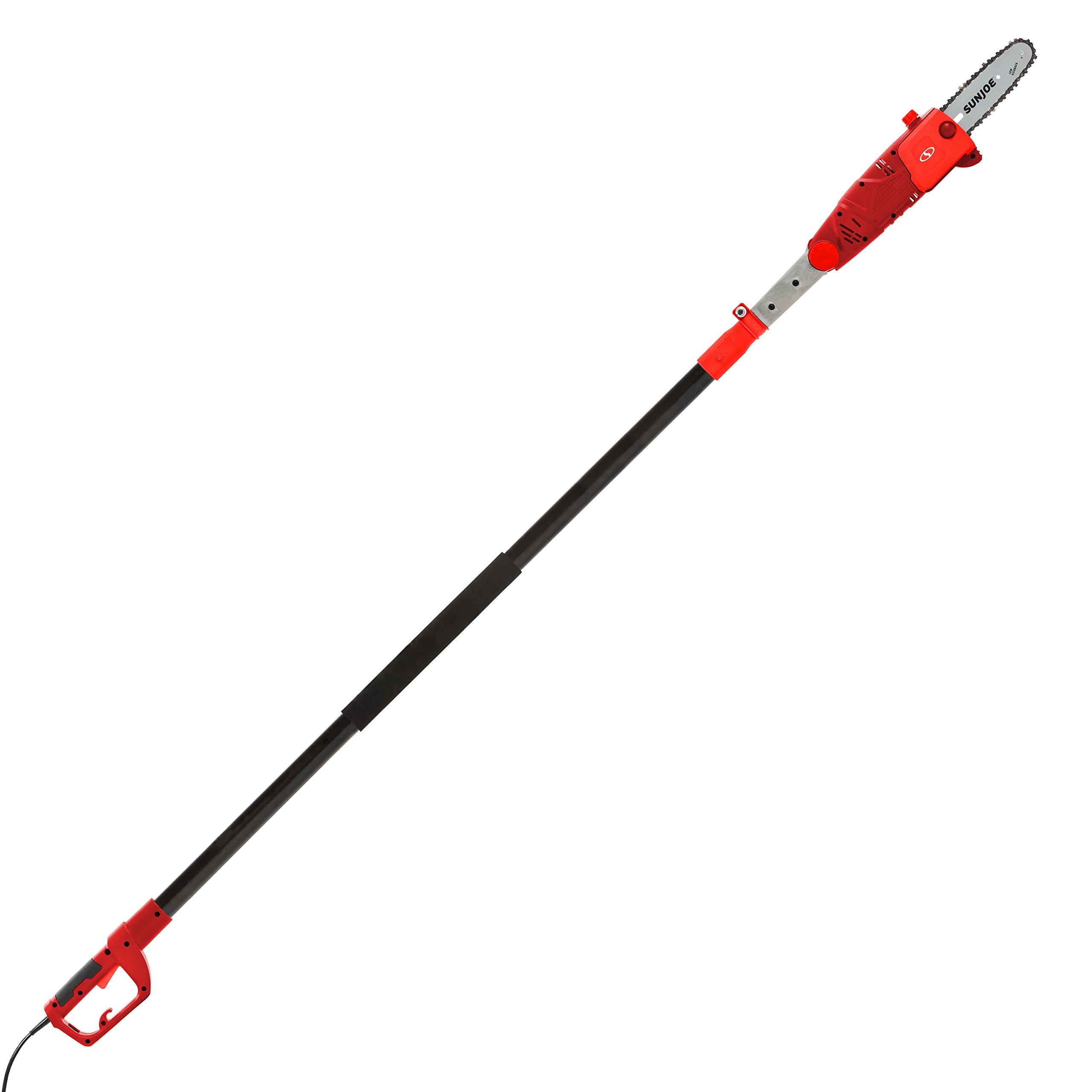 Sun Joe SWJ802E-RED 9 FT 6.5 Amp Electric Pole Chain Saw with Adjustable Head - Lightweight Tree Trimmer for Branches & High Limbs - Perfect for Yard Maintenance, Landscaping & DIY Tree Care (Red)