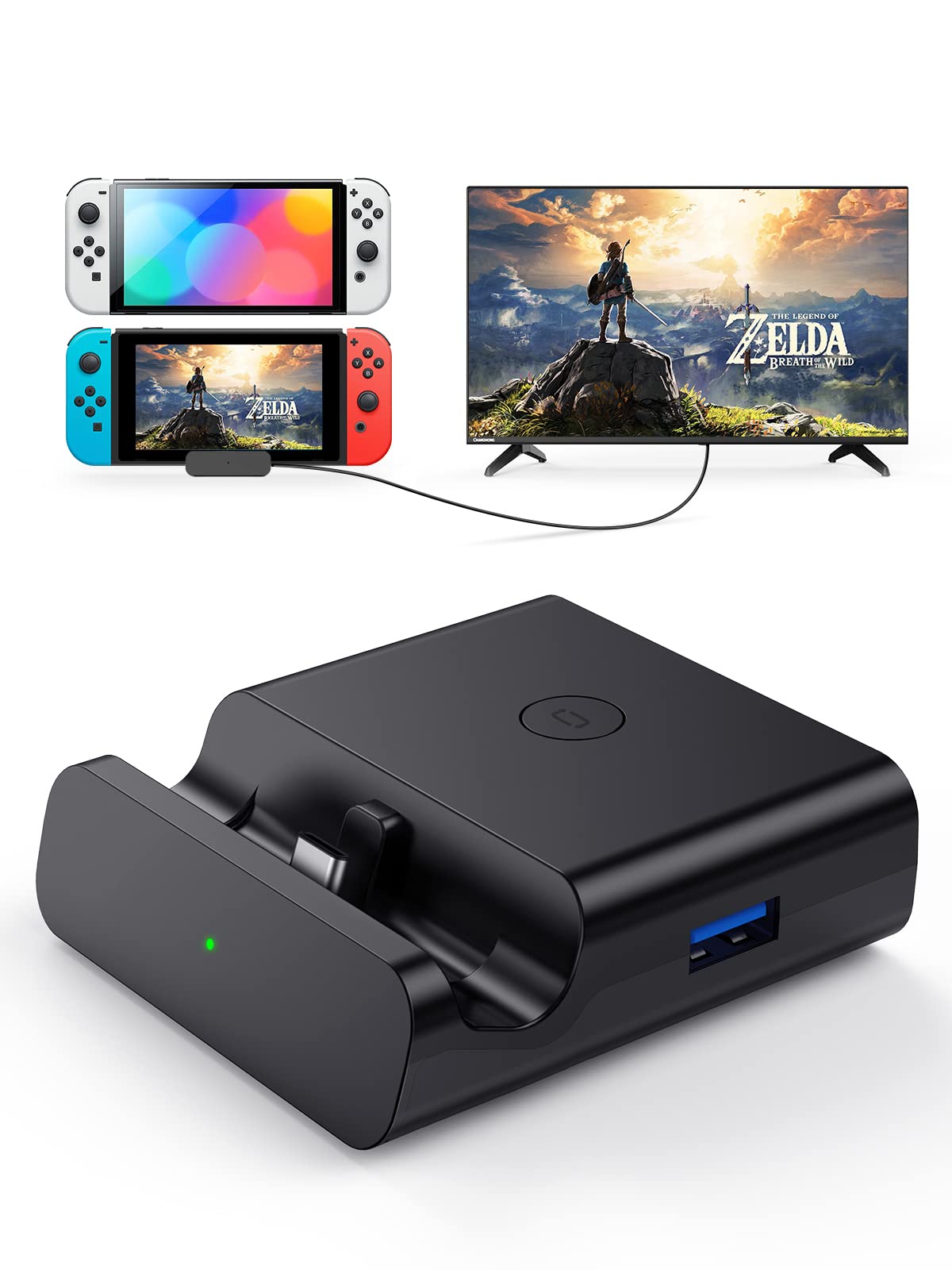 NEWDERY Switch TV Dock for Nintendo Switch & OLED - USB C to HDMI Multiport Hub Adapter with PD Charging | Portable Docking Station Replacement | Perfect for Gaming at Home, Travel & TV Display