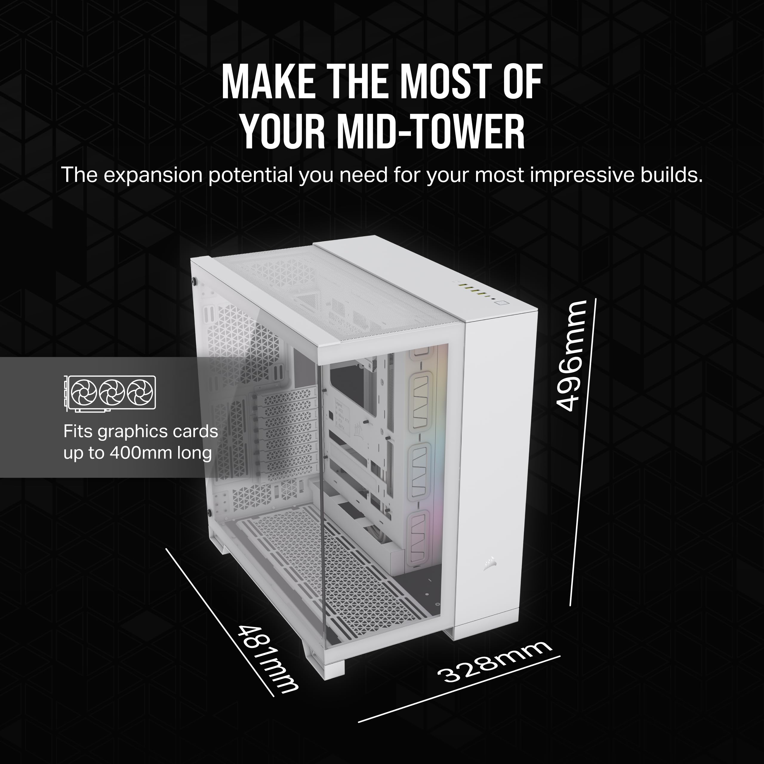 CORSAIR iCUE LINK 6500X RGB Mid-Tower ATX PC Case - White | Dual Chamber Design, Panoramic Tempered Glass | Reverse Connection Motherboard Compatible | Includes 3x RX120 RGB Fans | Perfect for Gaming PC Builds & Custom RGB Setups
