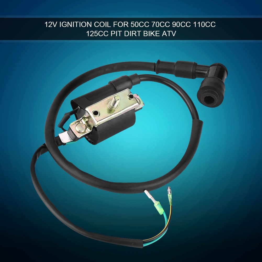 12V Ignition Coil Module for 50cc-125cc Pit Dirt Bikes - Engine Starting Black Professional Ignition Part (Metal + Plastic Construction) - Perfect for Off-Road Racing, Motocross & ATV Maintenance