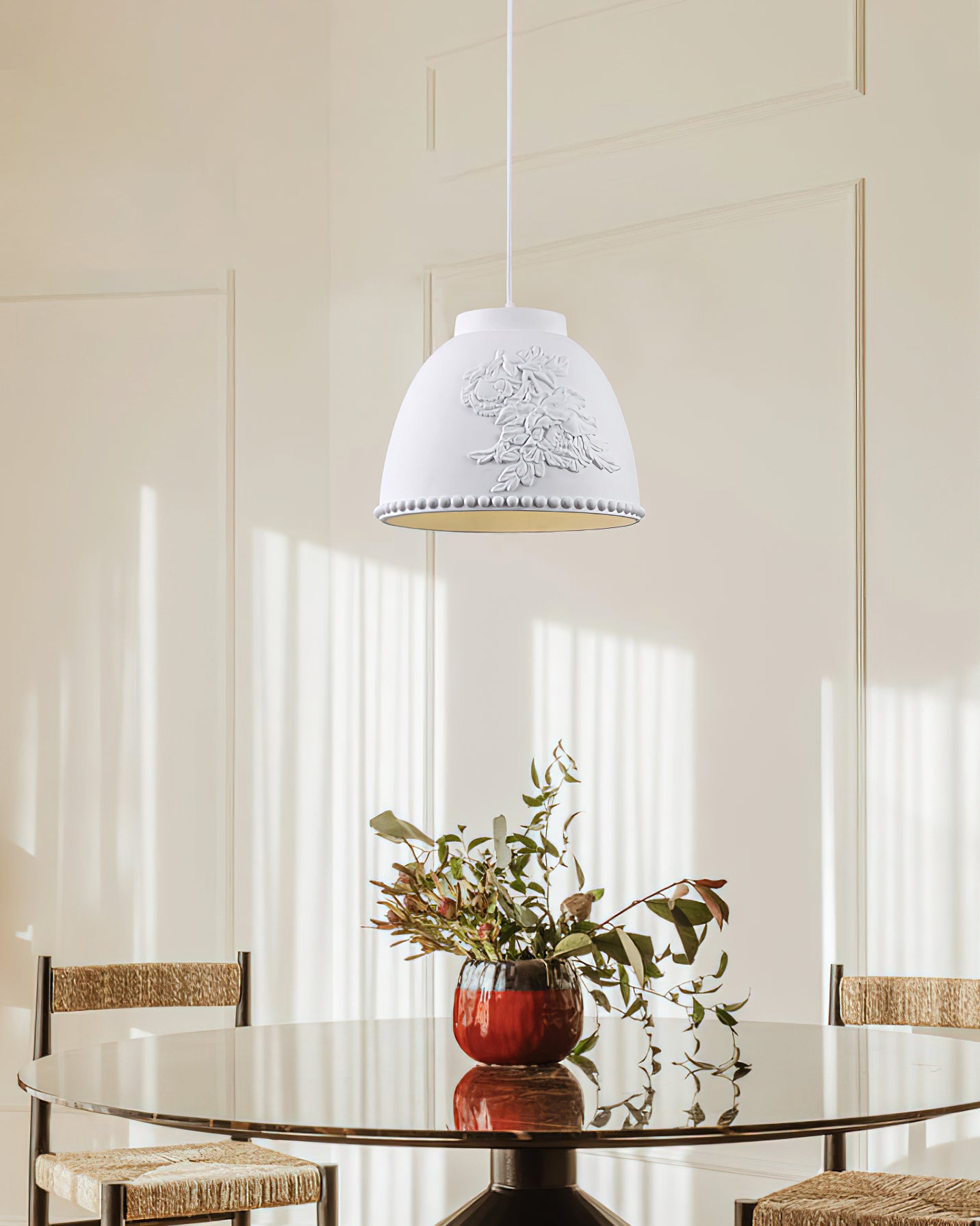 Handmade Carved Resin Pendant Light - Modern Boho Ceiling Fixture for Living Room, Bedroom & Dining Room Decor