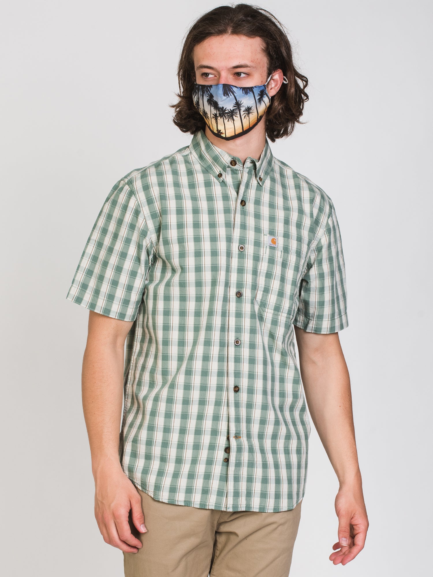 Carhartt Midnight Short Sleeve Plaid Shirt for Men - Comfortable Workwear & Casual Style - Perfect for Outdoor Activities, Construction Work, and Everyday Wear