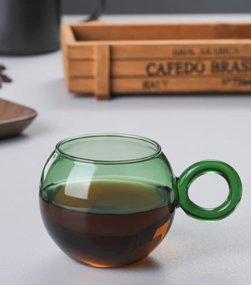 Orbit Ring Glass Mug - 16oz Clear Glass Coffee Cup with Handle, Perfect for Hot & Cold Drinks - Ideal for Home, Office, and Cafe Use