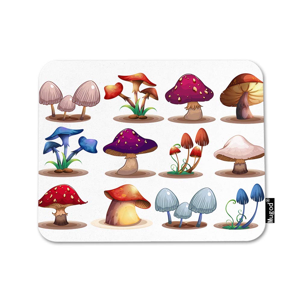 Colorful Wild Mushroom Mouse Pad - Non-Slip Rubber Base Gaming Mouse Mat for PC, Laptop, Computer Desk (9.5x7.9 Inch) | Perfect for Office, Home & Gaming Setup