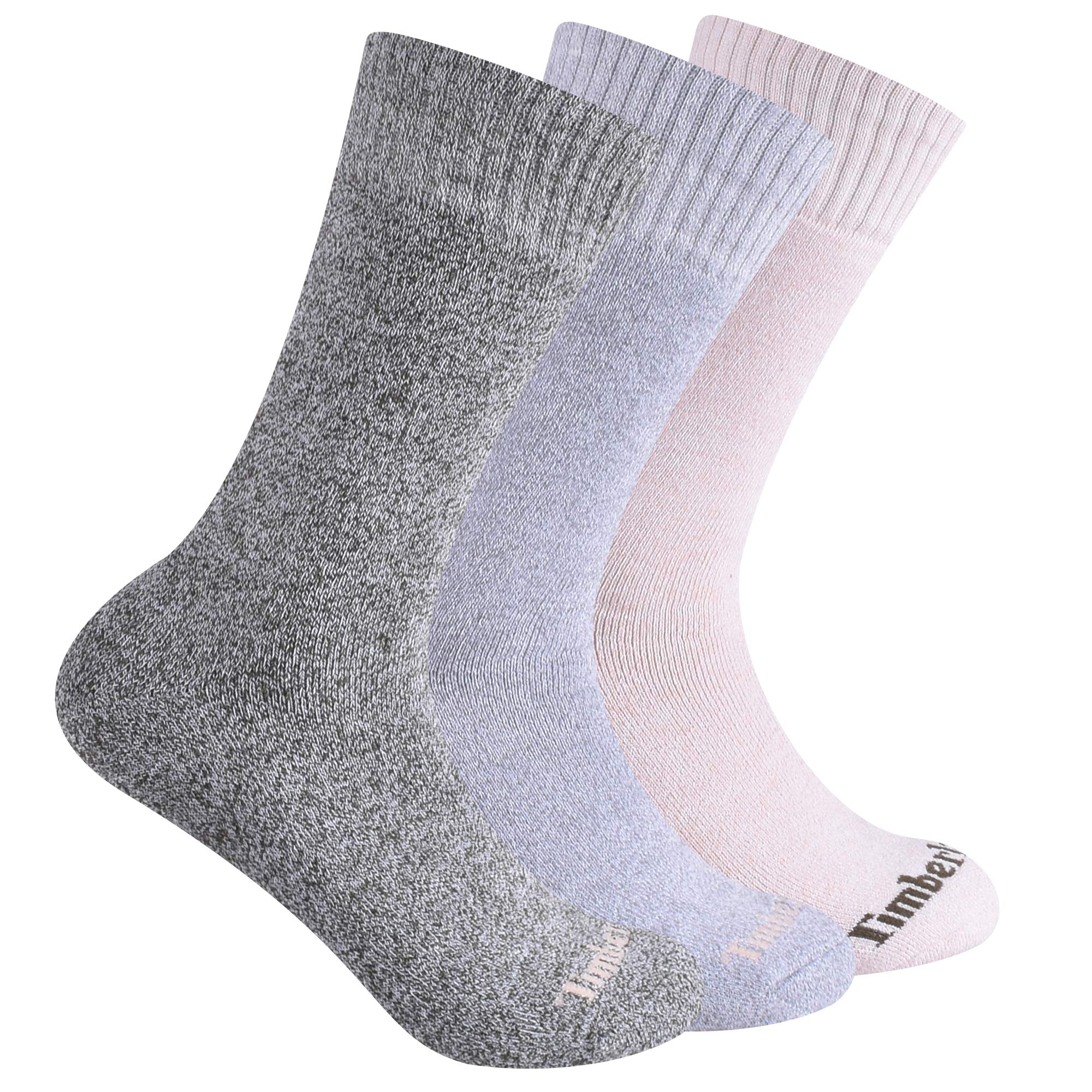 Timberland Women's Ribbed Marled Boot Socks - 3 Pack Warm Knit Socks for Hiking, Winter & Casual Wear - Comfortable Crew Socks for Boots & Shoes
