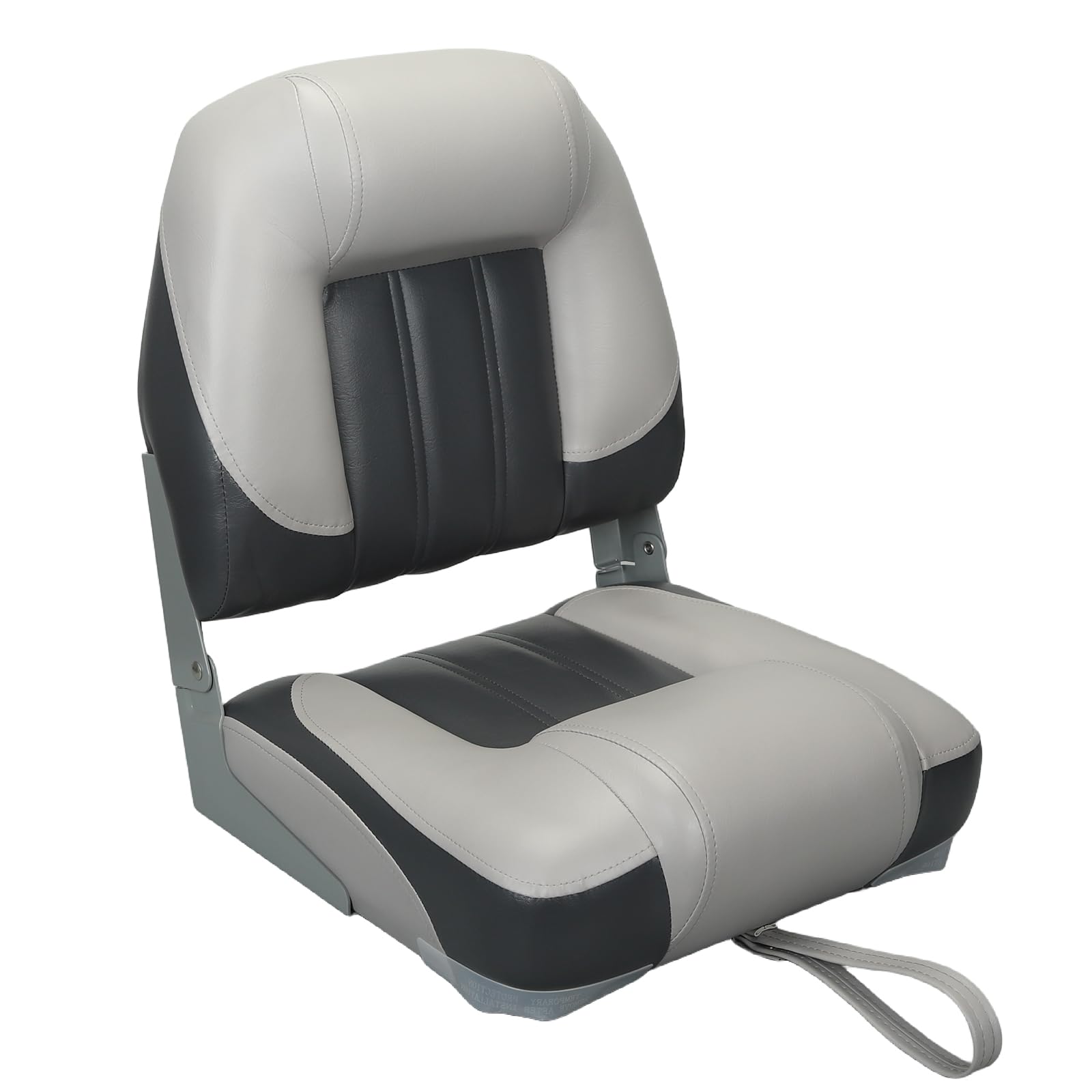 Premium Low Back Folding Boat Seats - 2 Pack Charcoal/Light Gray - Comfortable & Durable Fishing Boat Chairs for Pontoon, Bass Boats & Kayaks