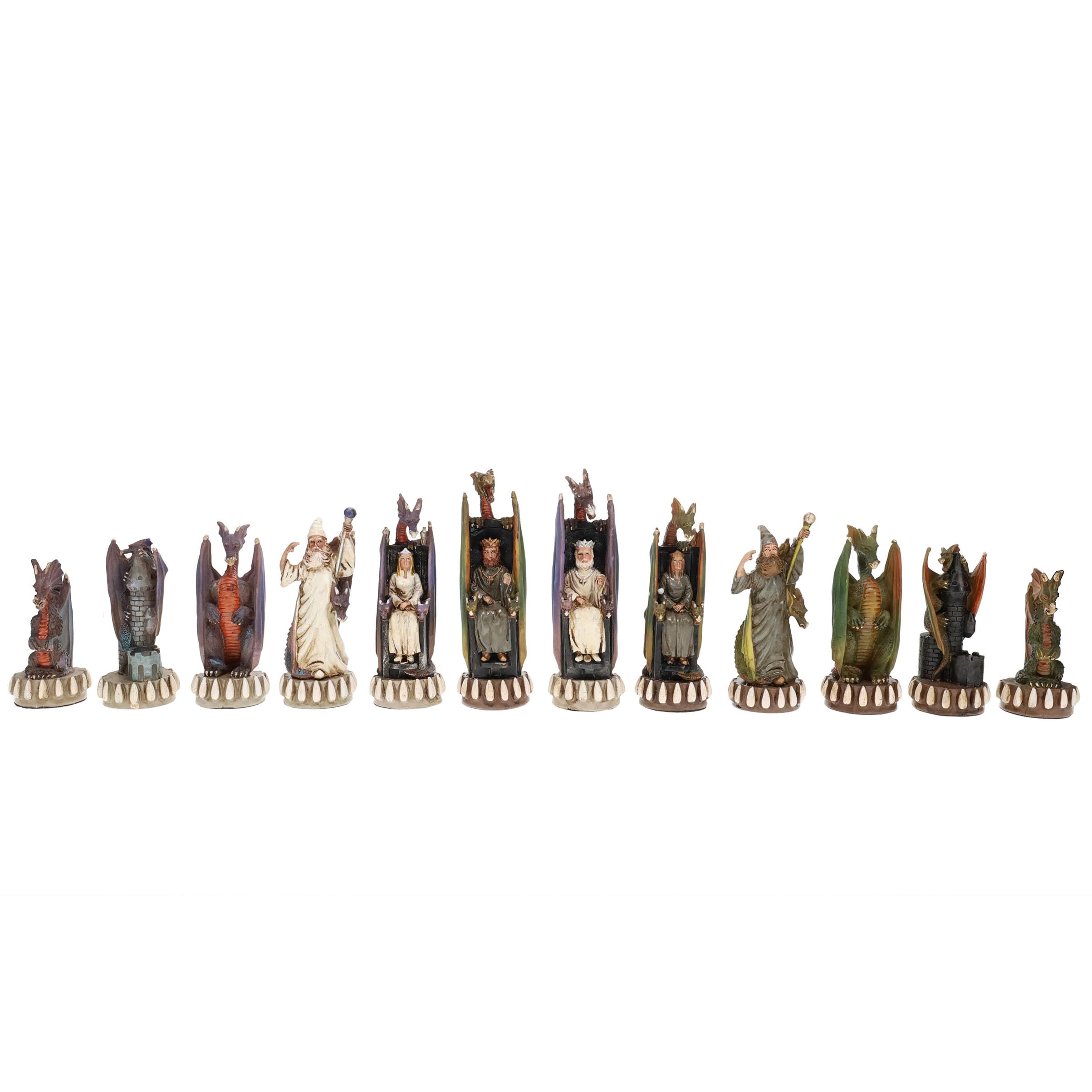 WE Games Dragon Figures Chess Set - Hand Painted Polystone Chess Pieces Only - Luxury Fantasy Chess Game for Adults - Perfect for D&D, Game Nights & Collector's Display