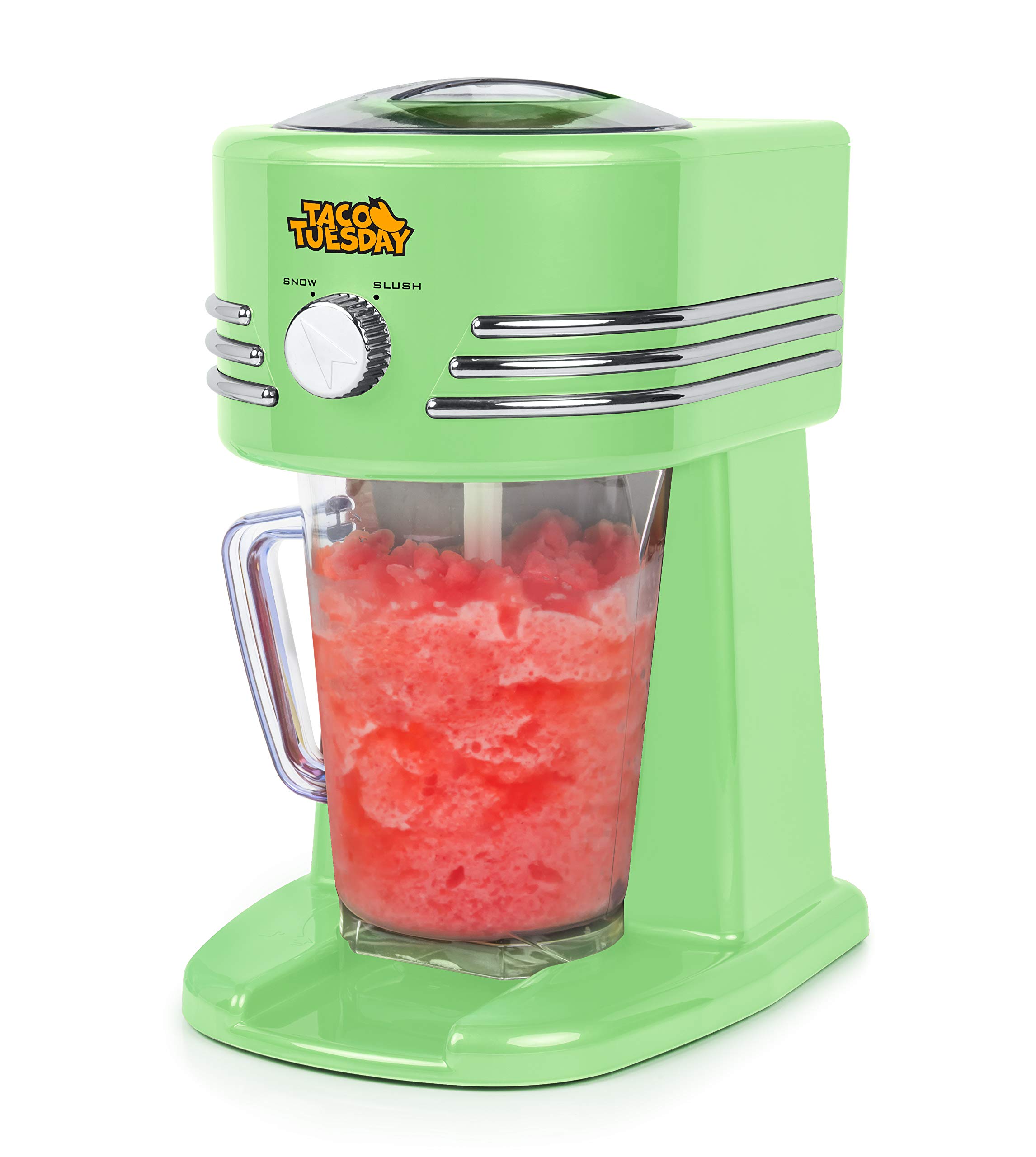Nostalgia Taco Tuesday Frozen Drink Maker & Margarita Machine - 40oz Slushy Maker with Stainless Steel Spout - Double Insulated, Easy Clean - Lime Green - Perfect for Home Parties, BBQs & Summer Gatherings