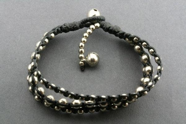 3 Strand Metallic Bead Black Thread Bracelet for Women - Stylish Boho Jewelry for Everyday Wear, Parties & Gifts