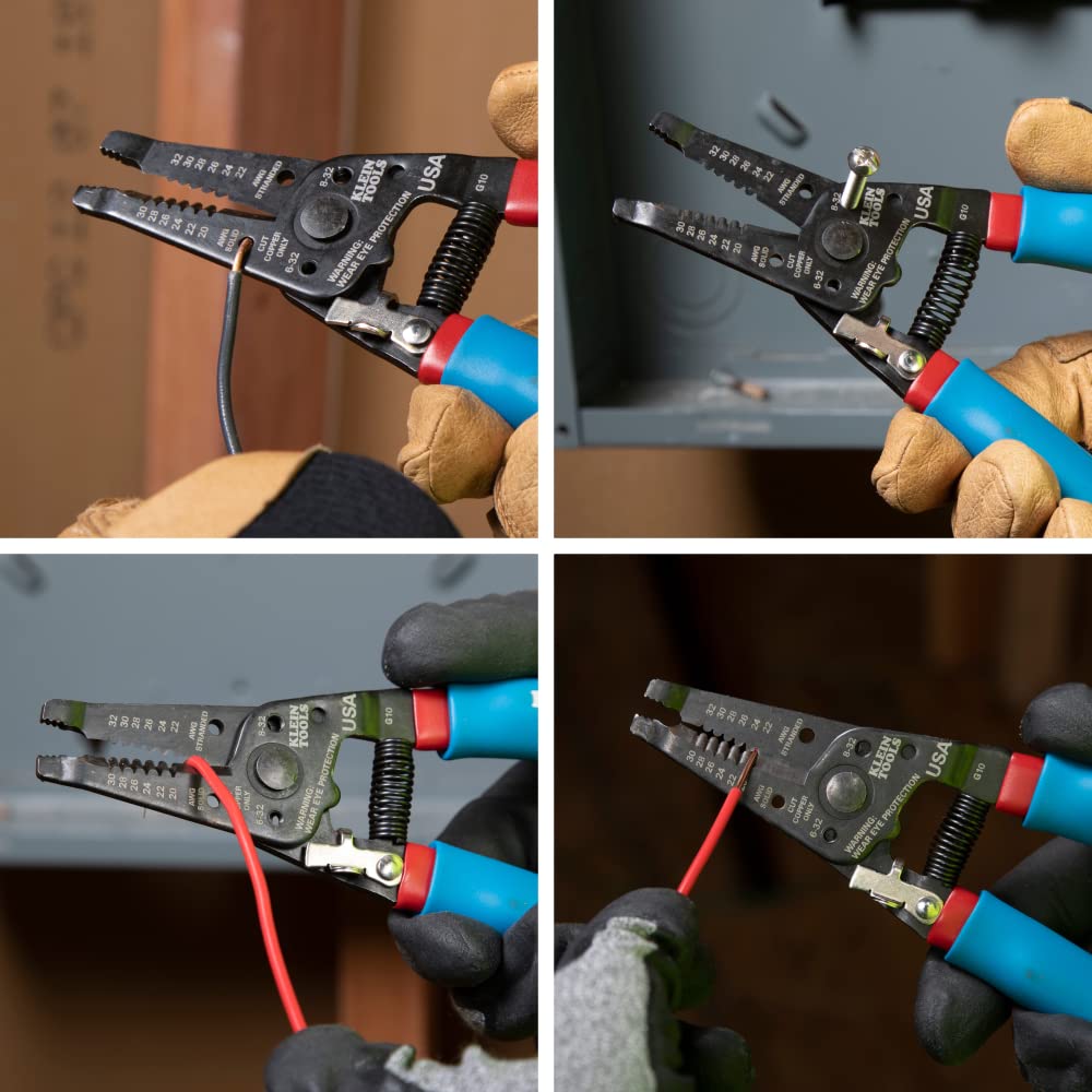 Klein Tools 11057 Heavy Duty Wire Cutter & Stripper for 20-30 AWG Solid & 22-32 AWG Stranded Wires | Made in USA | Professional Electrical Tool for DIY Projects & Home Wiring