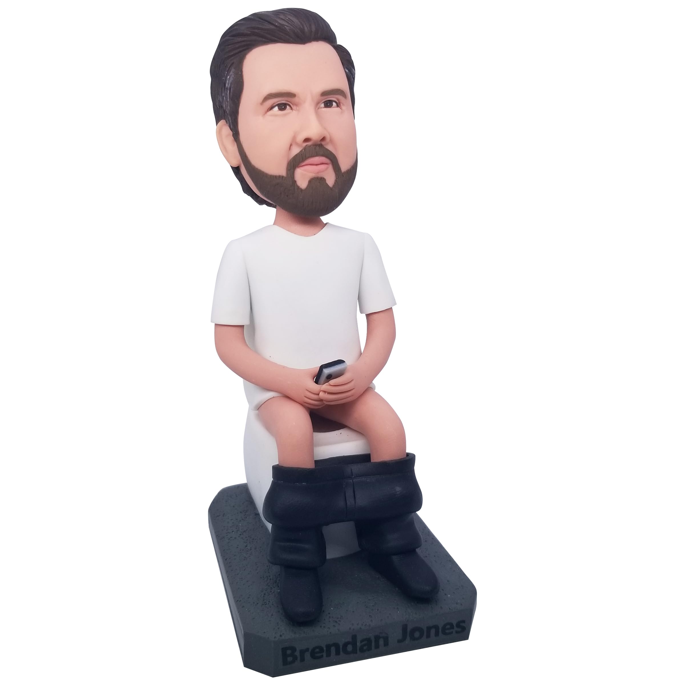 Custom Bobbleheads Figure - Personalized Toilet Man Bobblehead in White Shirt | Unique Photo-Based Gift for Friends, Coworkers & Family | Perfect for Birthdays, Office Pranks & Gag Gifts