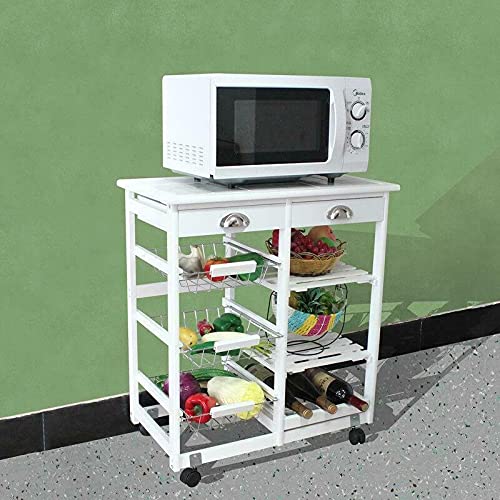 ADHW Rolling Kitchen Island Cart with Storage Drawers - Solid Wood Mobile Kitchen Trolley for Dining & Food Prep - Perfect for Small Kitchens, Apartments & Entertaining