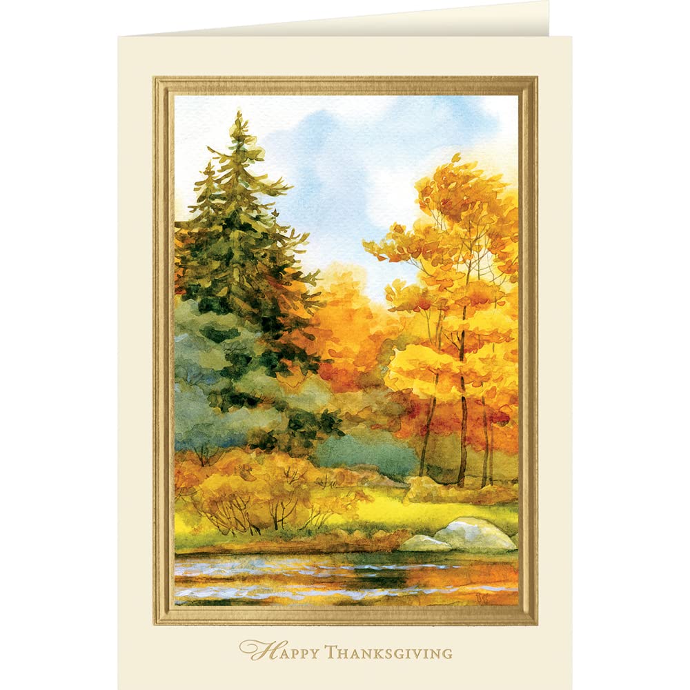 25 Personalized Thanksgiving Greeting Cards with Foil-Lined Envelopes - Autumn Leaves Design for Business & Personal Use - Perfect for Office Gifts, Family Greetings & Holiday Celebrations