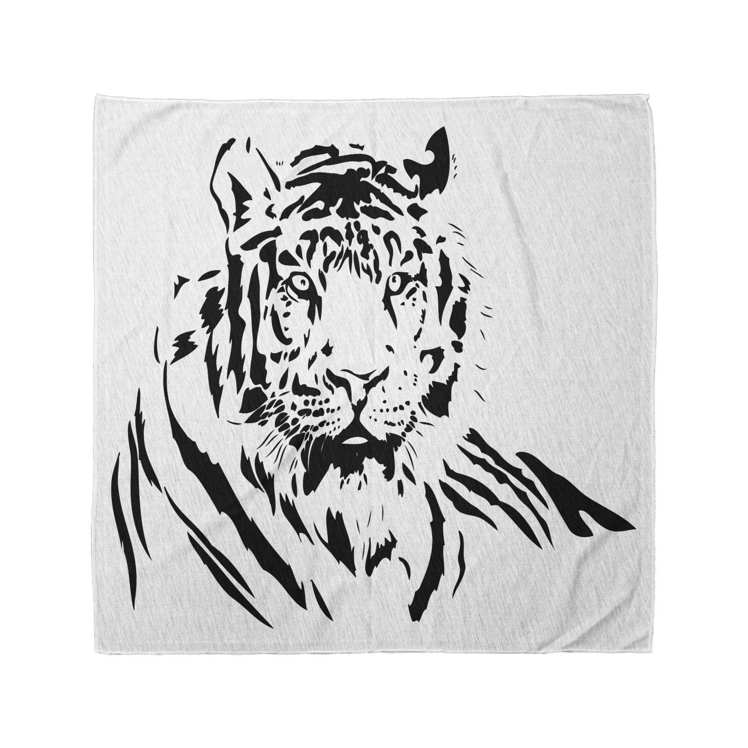 Ambesonne Tiger Bandana - Black Outline Hunter Cat Print - Unisex Head & Neck Scarf for Men & Women - Perfect for Outdoor Adventures, Hiking, and Fashion Accessories