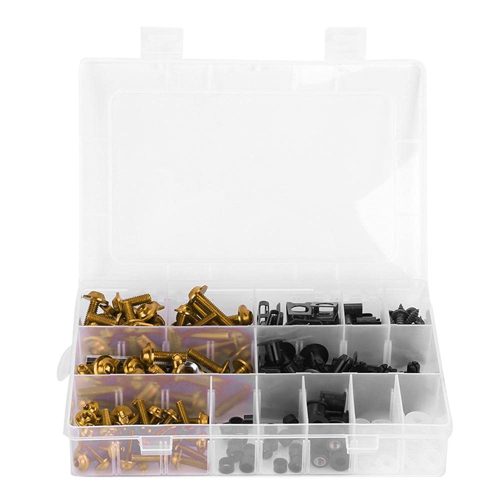 Ginorgee 223pcs Motorcycle Fairing Hardware Kit - Stainless Steel Screws, Nuts, Washers & Fasteners Assortment Set with Wrench | Perfect for Motorcycle Repair, Maintenance & Customization Projects