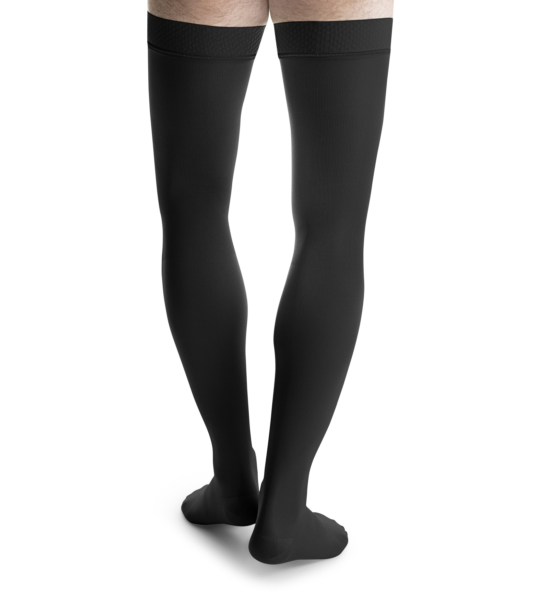JOBST for Men Thigh High 30-40 mmHg Compression Stockings - Ribbed Dress Socks, Closed Toe, Medium, Black - Ideal for Varicose Veins, Edema & Long Hours Standing at Work