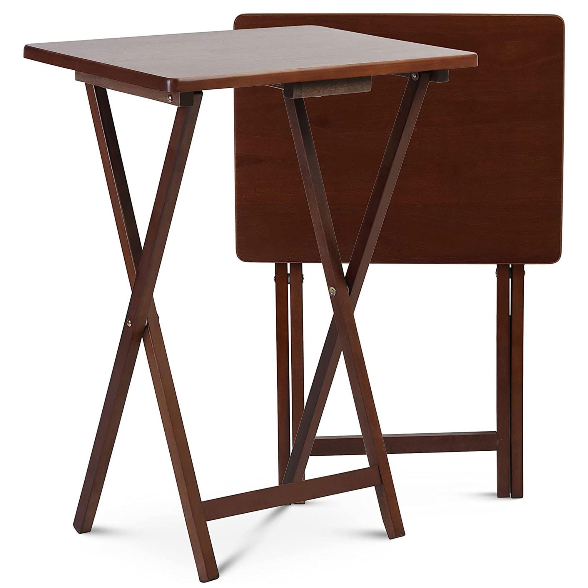 Portable Collapsible TV Snack Tray Table - Foldable Serving Stand for Couch, Bed, Sofa & Office - Lightweight Honey Oak Wood (6 Pack) - Perfect for Movie Nights, Gaming & Home Office Use