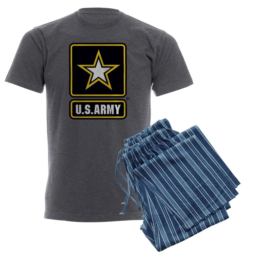 U.S. Army Logo Men's Pajama Set - Soft Charcoal Cotton Sleepwear for Military Enthusiasts - Perfect for Lounge, Sleep & Gifts