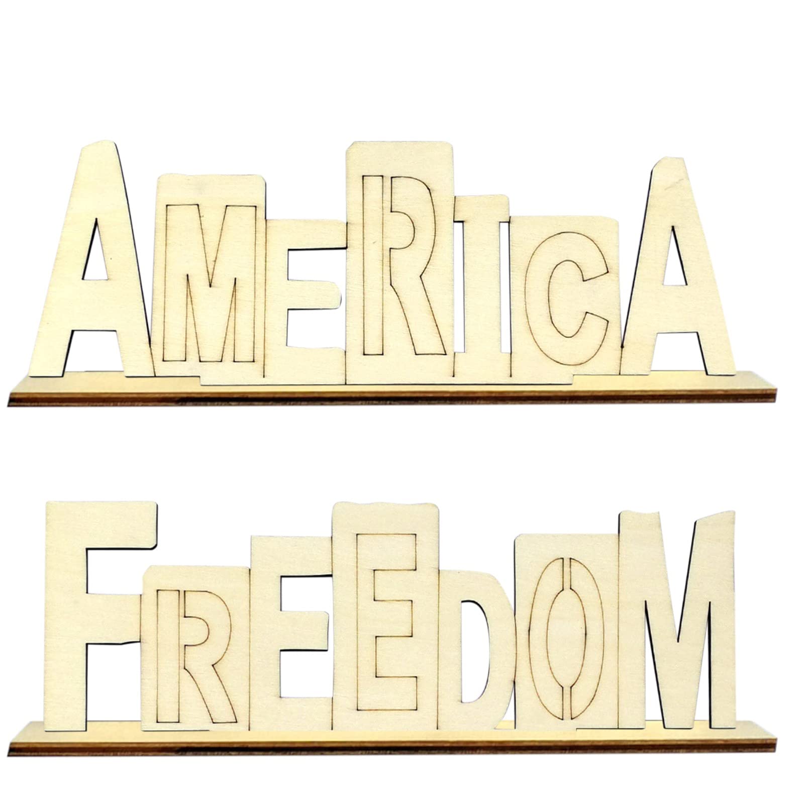 DIY Wooden Ornaments for Home Decoration - Handmade American Independence Day Crafts - White Wooden Decor (Wood Color, One Size) - Perfect for Holiday Parties, Gift Giving & Seasonal Home Decor