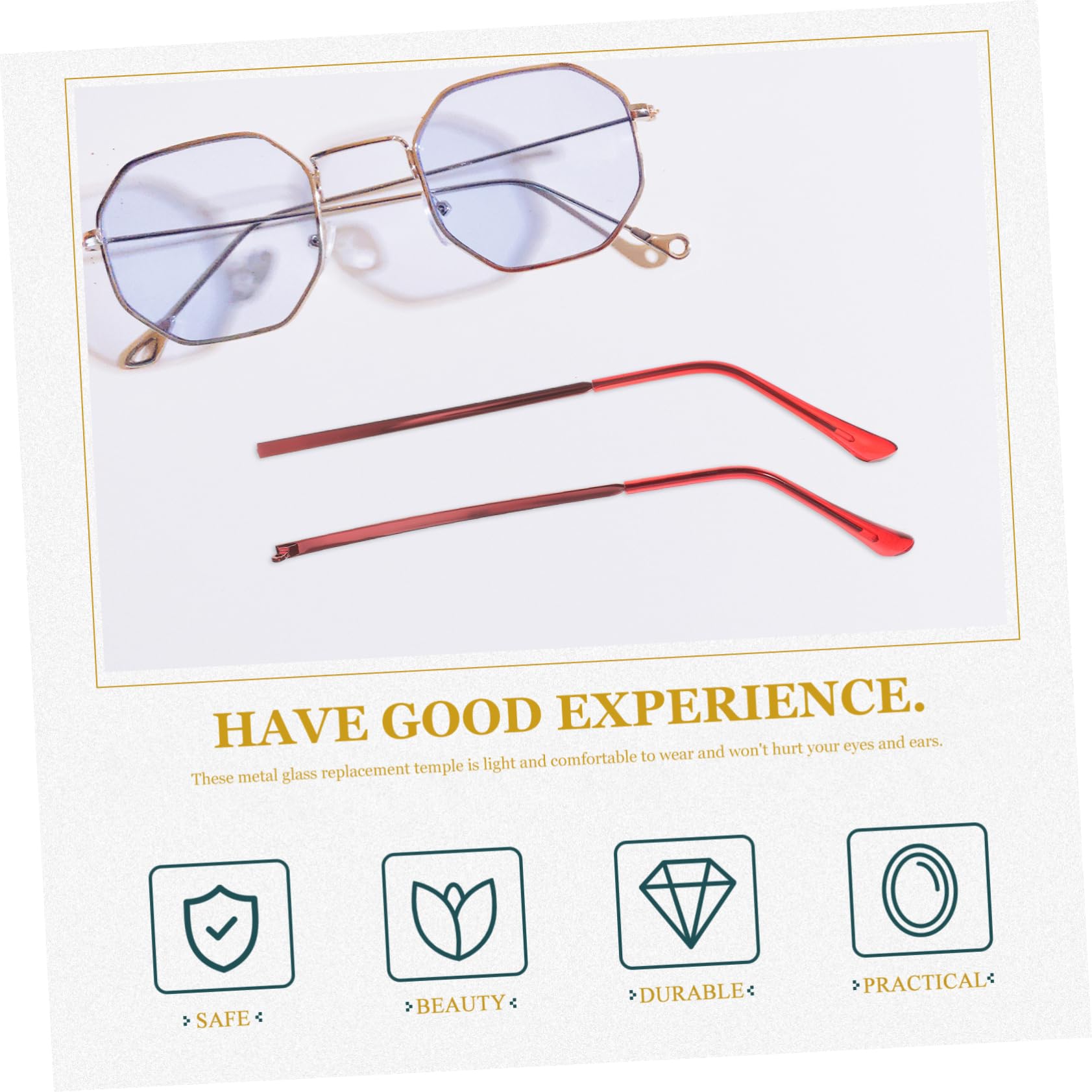 Lurrose 5 Pairs Glasses Accessories - Purple Metal Sunglasses Frames & Replacement Arms for Myopic Glasses Repair | Eyewear Spare Parts for Daily Use, Travel & Emergency Fixes