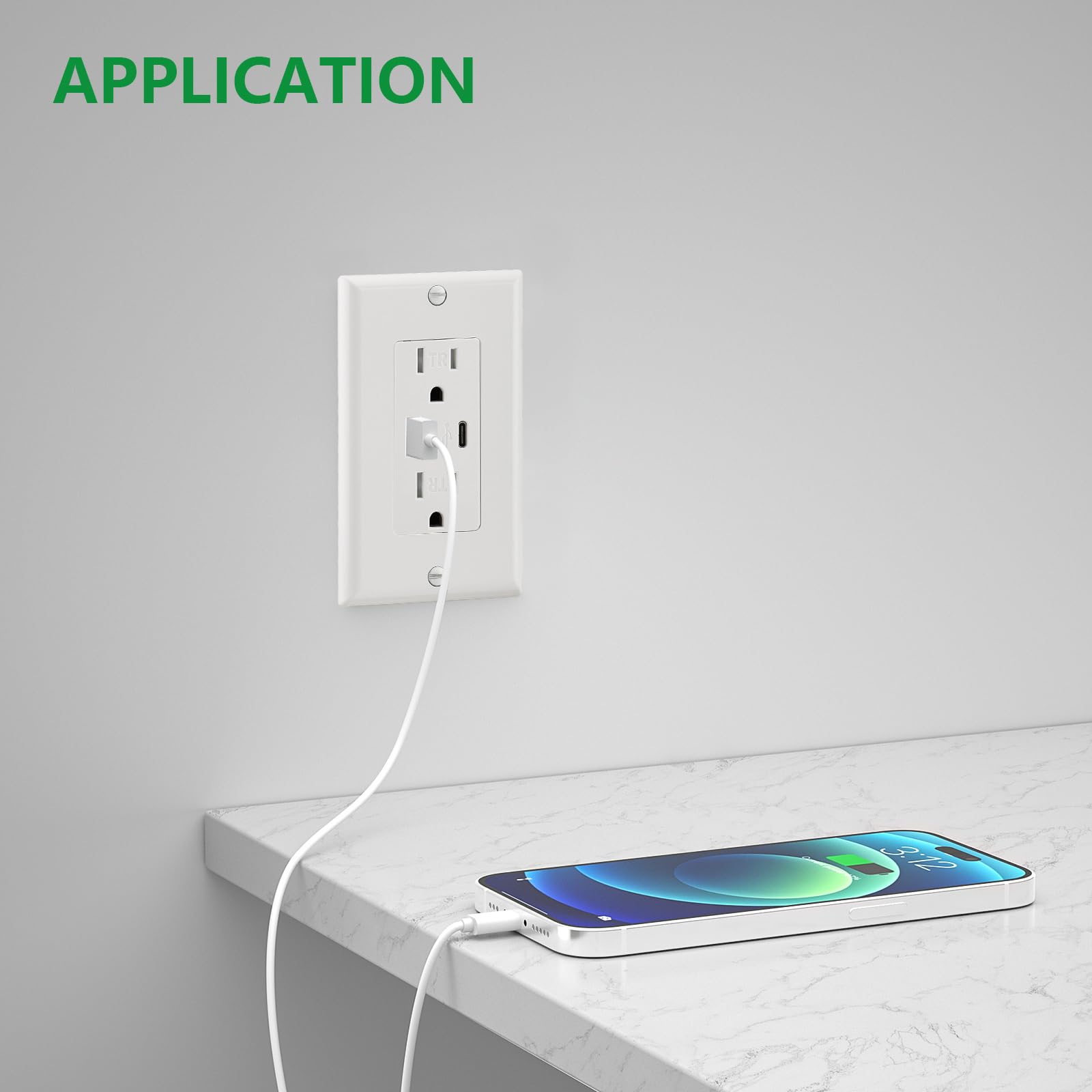 2-Pack USB Outlet Receptacles with USB-C & USB-A Ports - 15A/125V AC, 4.2A Fast Charging - ETL Listed Electrical Socket with Wall Plate (White) - Perfect for Bedrooms, Kitchens & Home Offices