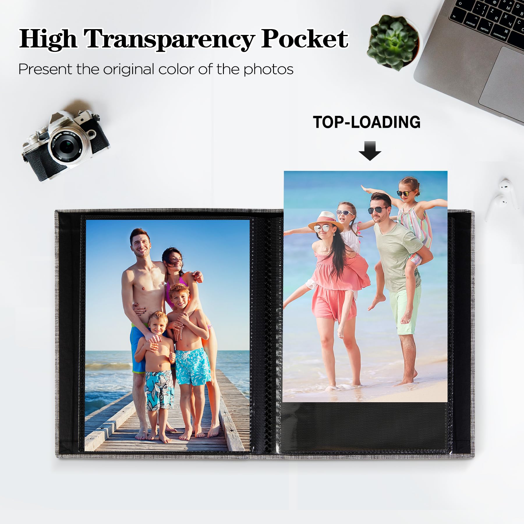 2 Pack Small 4x6 Photo Album with Linen Cover & Display Window - Holds 52 Vertical Pockets for Artwork, Postcards & Pictures - Perfect for Wedding Photos, Baby Memories & Travel Souvenirs (Red)