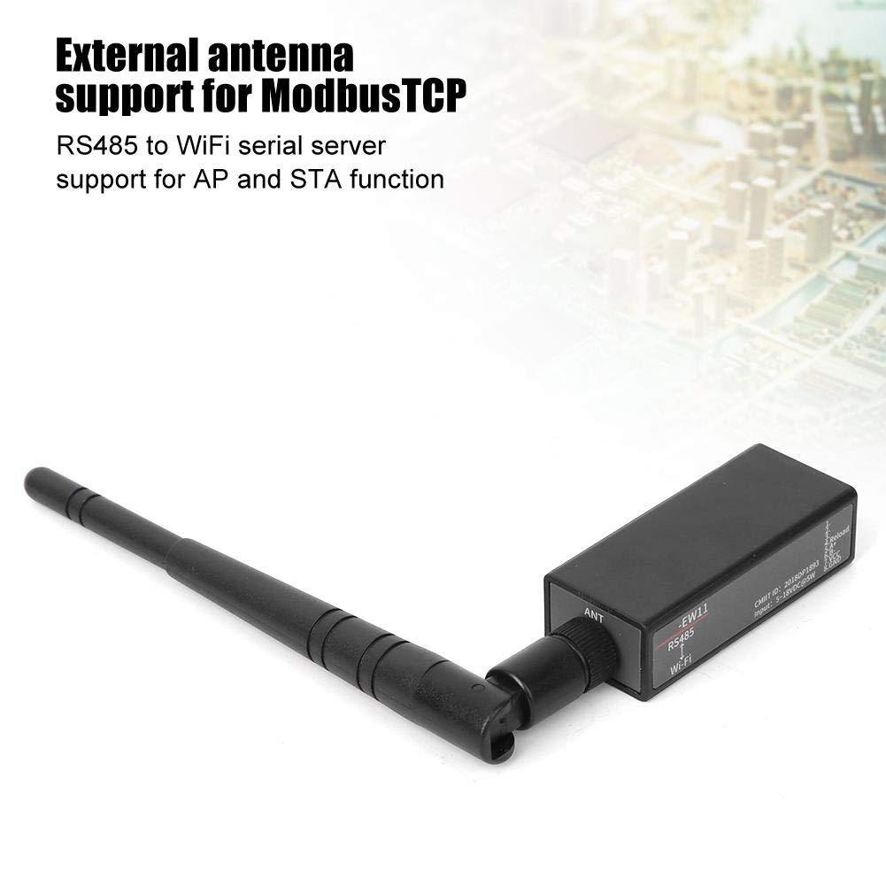Industrial RS485 to Ethernet Serial Device Server with External Antenna & RJ45 Interface - Convert Printers to Network Printers for Factory Automation & Remote Device Management