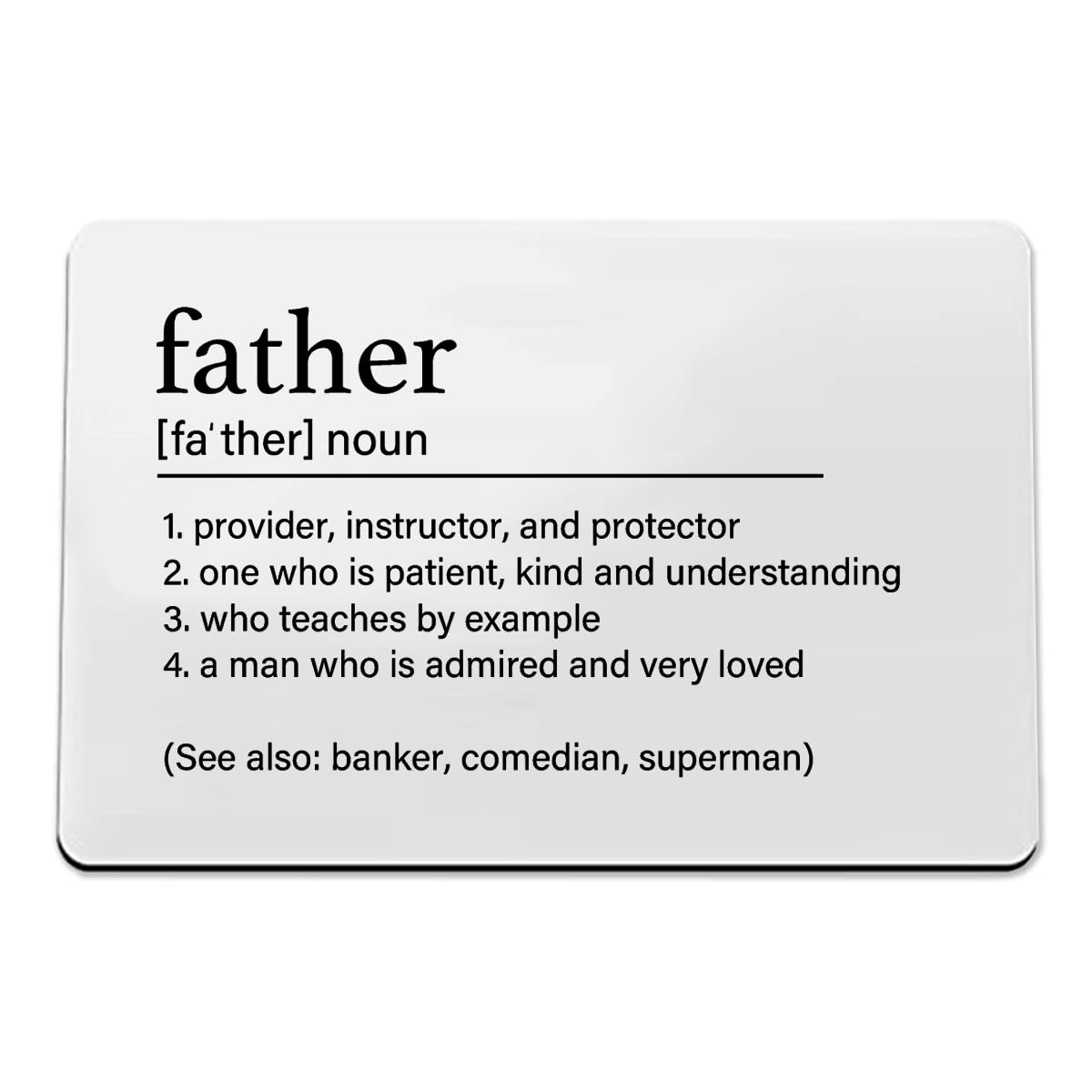 Personalized Engraved Wallet Card for Dad - Thoughtful Father's Day Gift from Son or Daughter - Step Dad & Father Definition Wallet Insert - Silver - Perfect for Birthdays, Anniversaries & Special Occasions