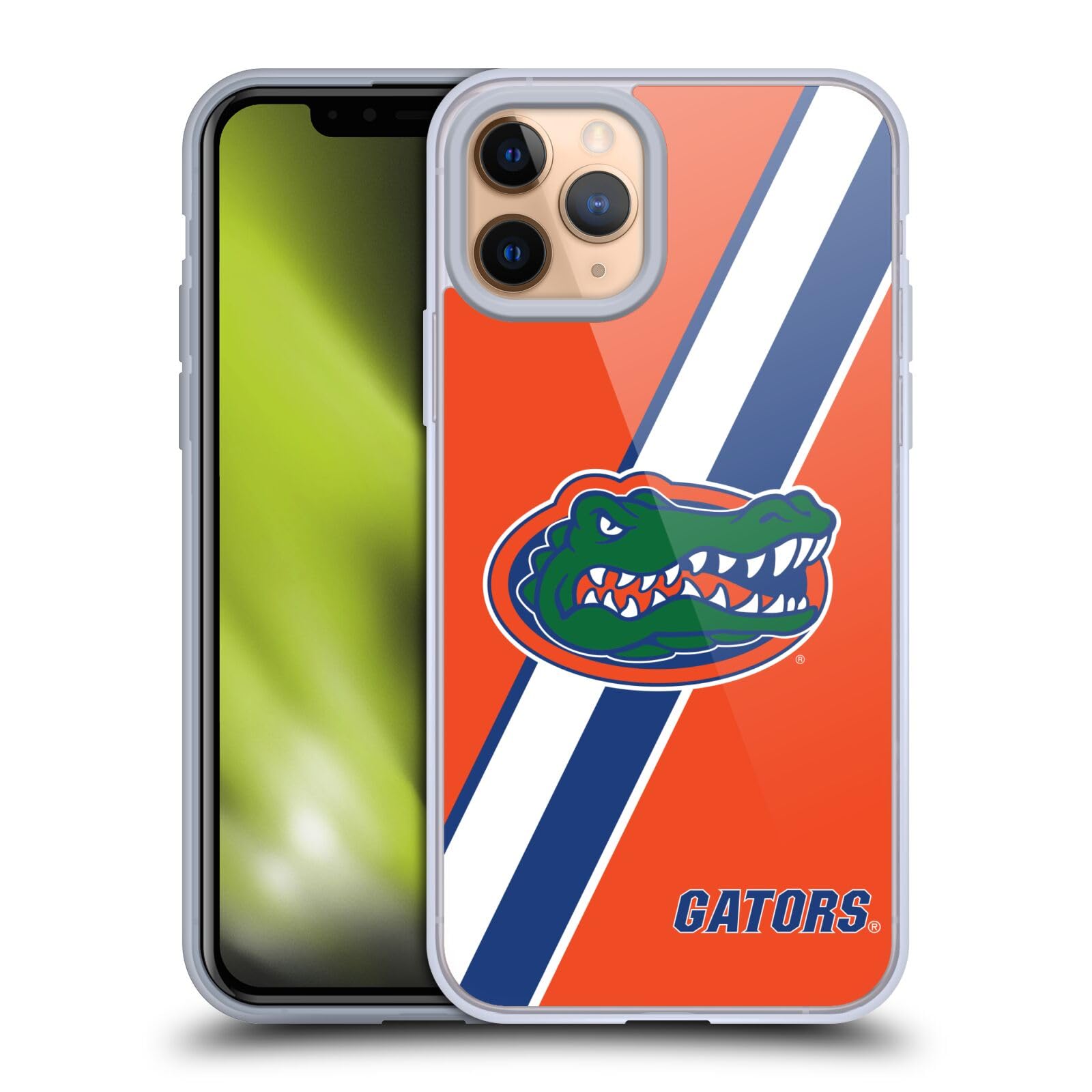 Officially Licensed University of Florida UF Stripes Soft Gel Phone Case Compatible with Apple iPhone 11 Pro - Durable Protective Cover for Gators Fans, School Spirit, Everyday Use