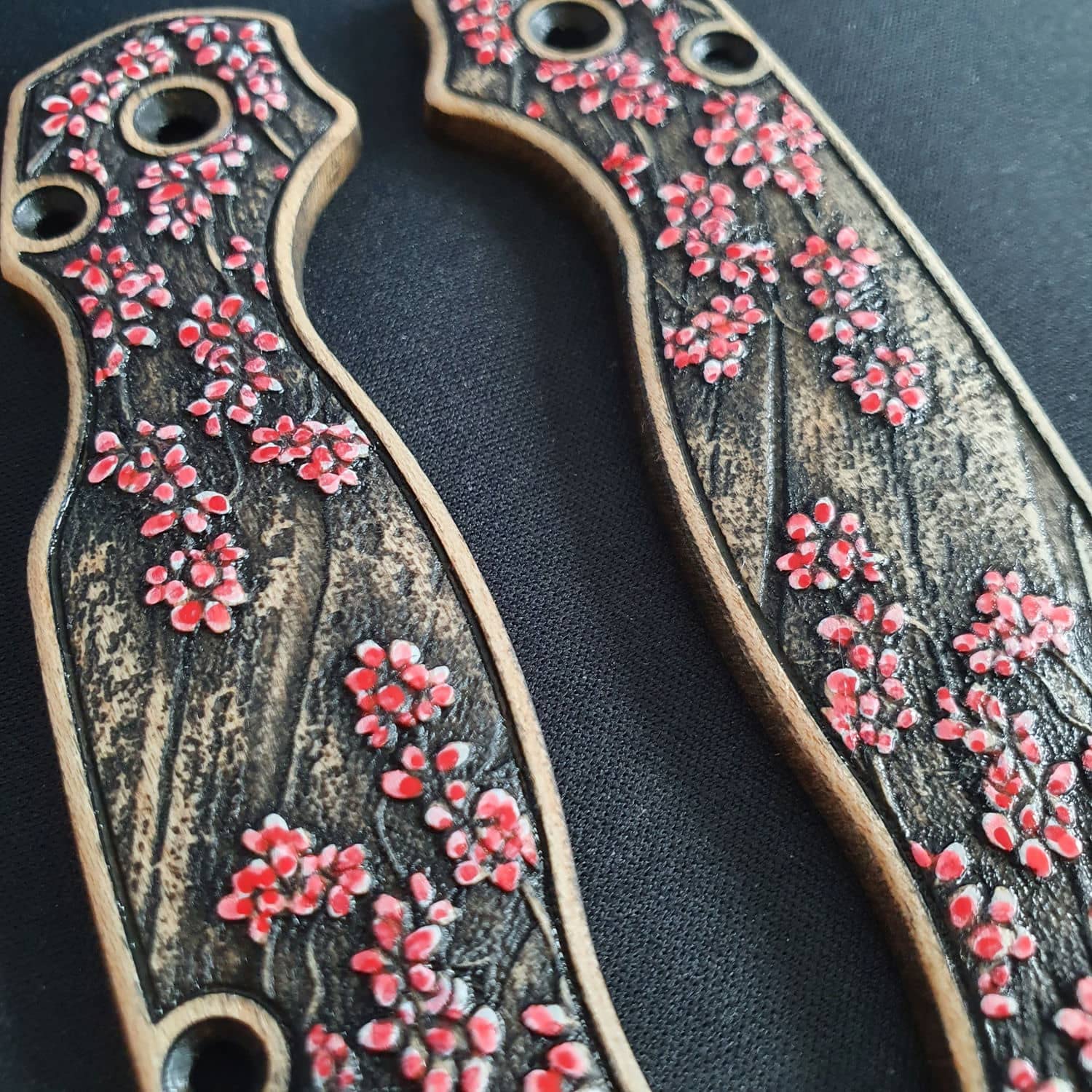Premium Sakura Pattern Replacement Scales for Spyderco Para Military 2 Knife - Custom G10 Handle Upgrade for EDC, Camping & Outdoor Activities
