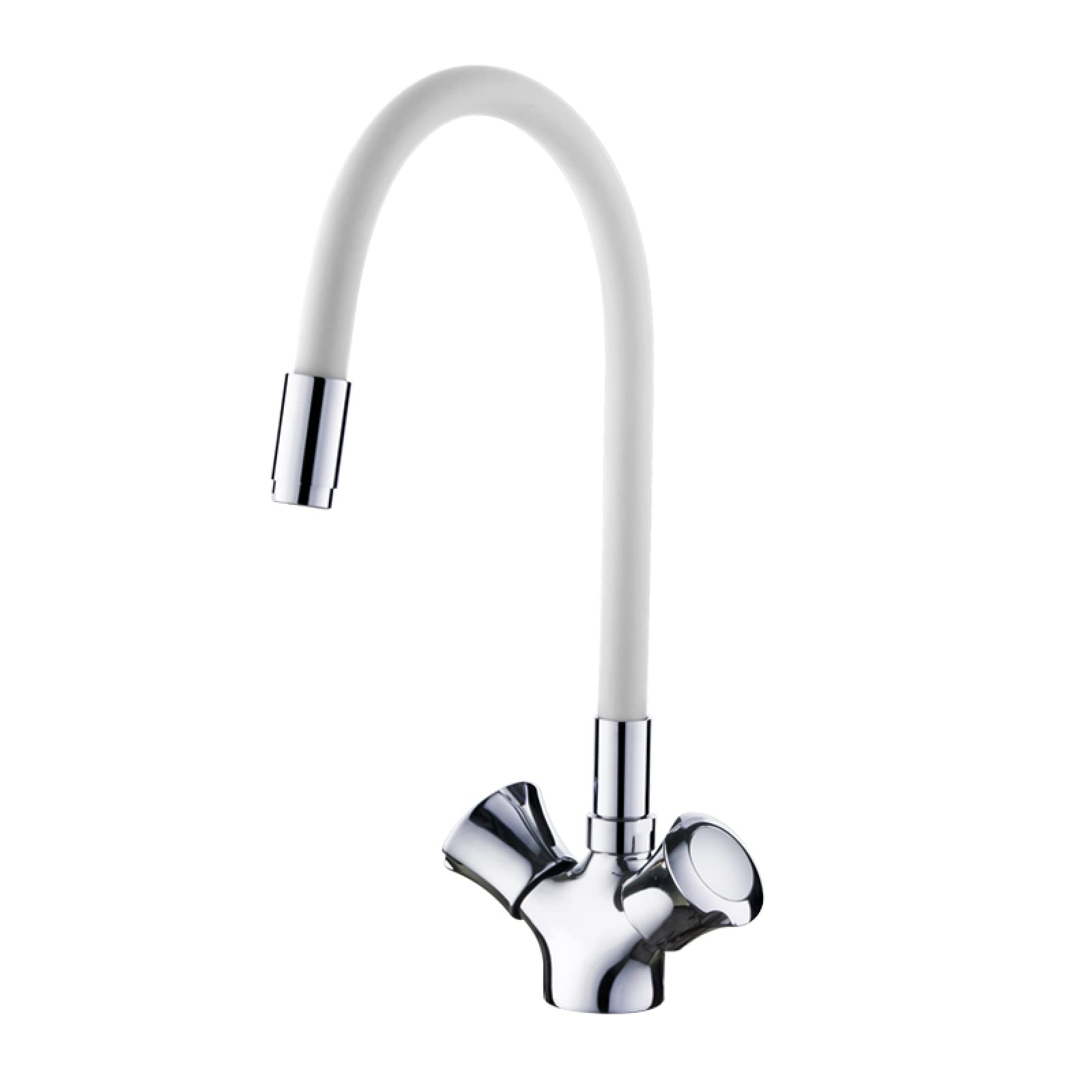 GELISURE Black Silica Gel Rotating Kitchen Faucet - 360° Swivel Spout, Hot & Cold Water Mixer, Double Handle Design (Model L4022-3) - Perfect for Modern Kitchens, Restaurants, and RV Camping Use