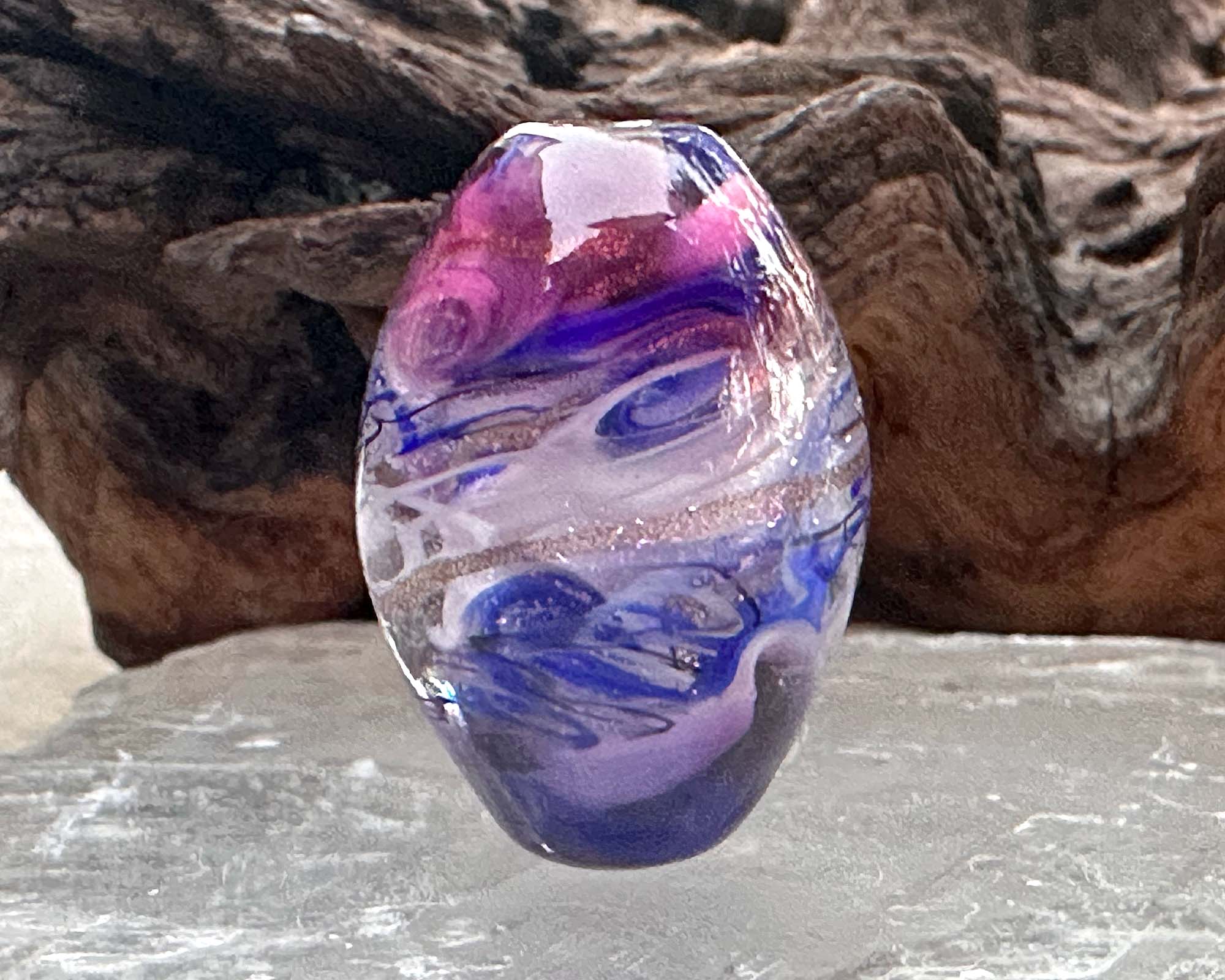 Handmade Purple Swirls Shimmer Lampwork Glass Focal Bead for Jewelry Making - Perfect for Necklaces, Bracelets, and DIY Craft Projects