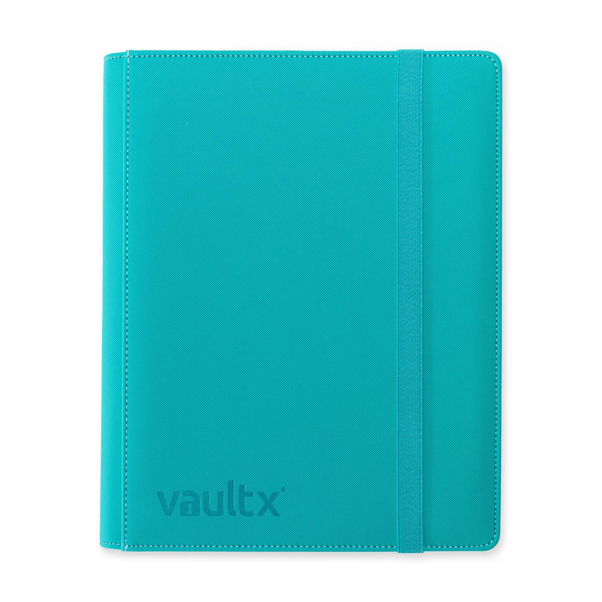 Vault X Premium Exo-Tec Strap Binder - 9 Pocket Trading Card Album with 360 Side Loading Pockets - Secure TCG Card Holder for Pokemon, MTG & Sports Cards (Teal) - Perfect for Collectors, Tournaments & Storage