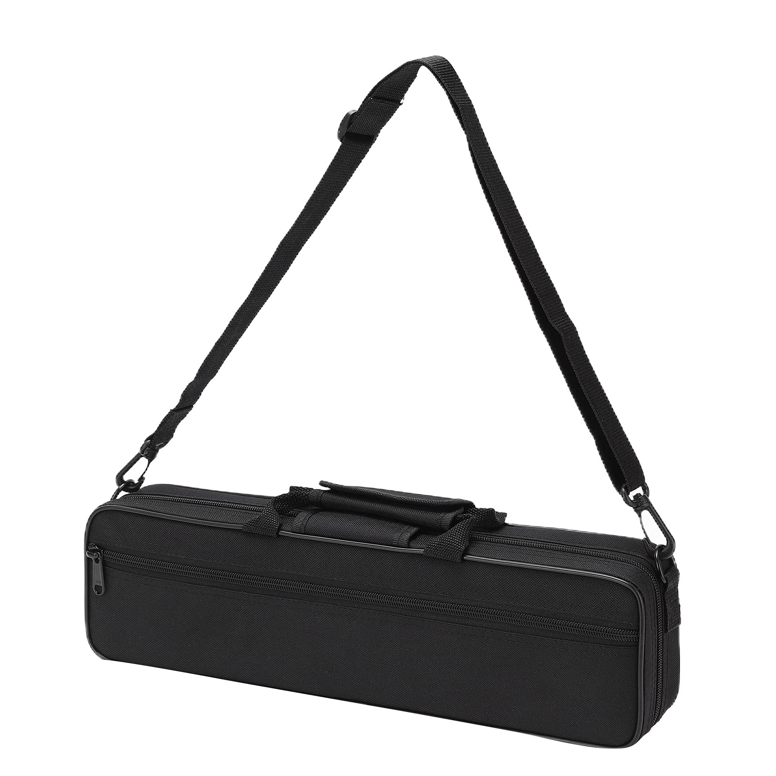 Premium 16-Hole Flute Case with Adjustable Shoulder Strap & Exterior Pocket - Padded Portable Flute Bag for Protection and Easy Transport - Perfect for School, Band Practice, Travel, and Professional Performances (Black)