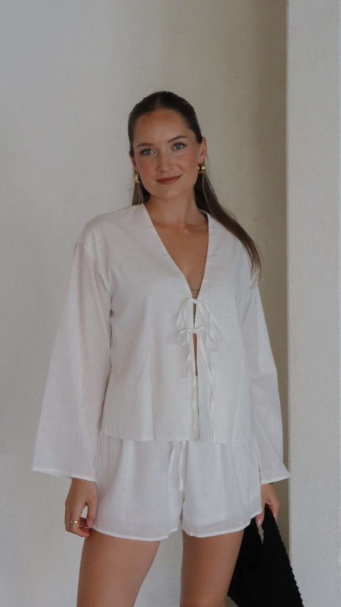 Iveena Women's Summer White Top and Shorts Set - Casual Outfit for Beach, Vacation & Streetwear