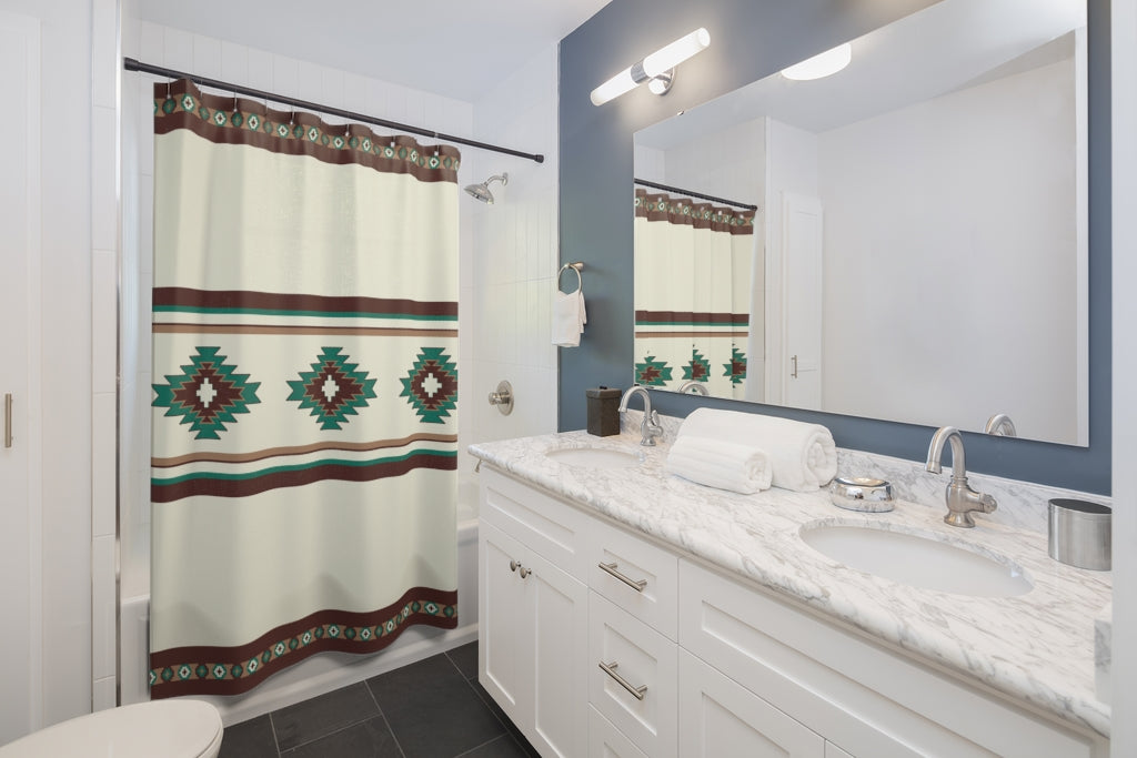Southwestern Boho Shower Curtain 71x74 Inches - Waterproof Polyester Bathroom Decor for Modern & Vintage Style Homes | Perfect for Bathrooms, Guest Rooms & Vacation Rentals