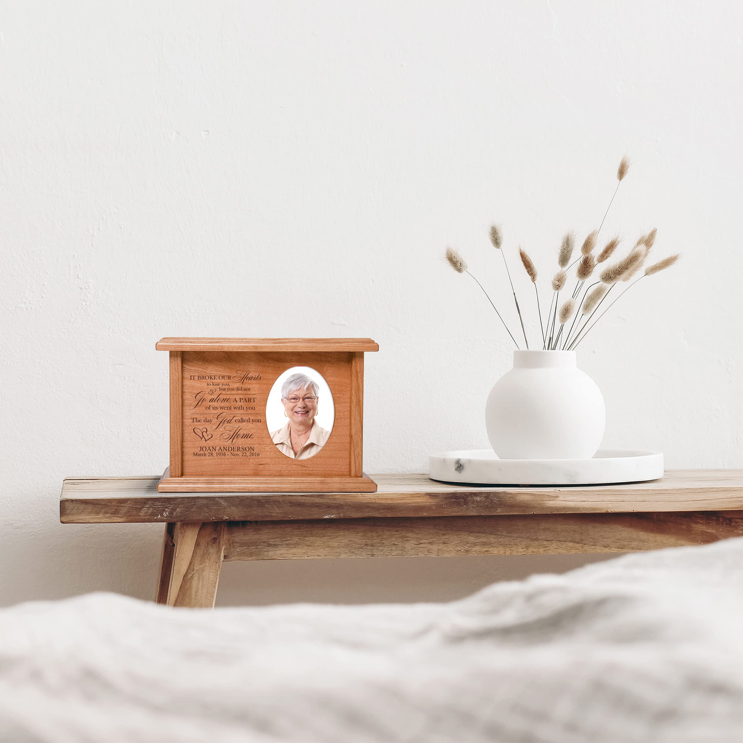 Lifesong Milestones Photo Urns for Human Ashes - Small Wooden Keepsake Urn Box for Adults, Men & Women - Personalized Memorial Gifts with Picture Frame - Perfect for Funeral, Cremation Ashes Storage & Wall Display