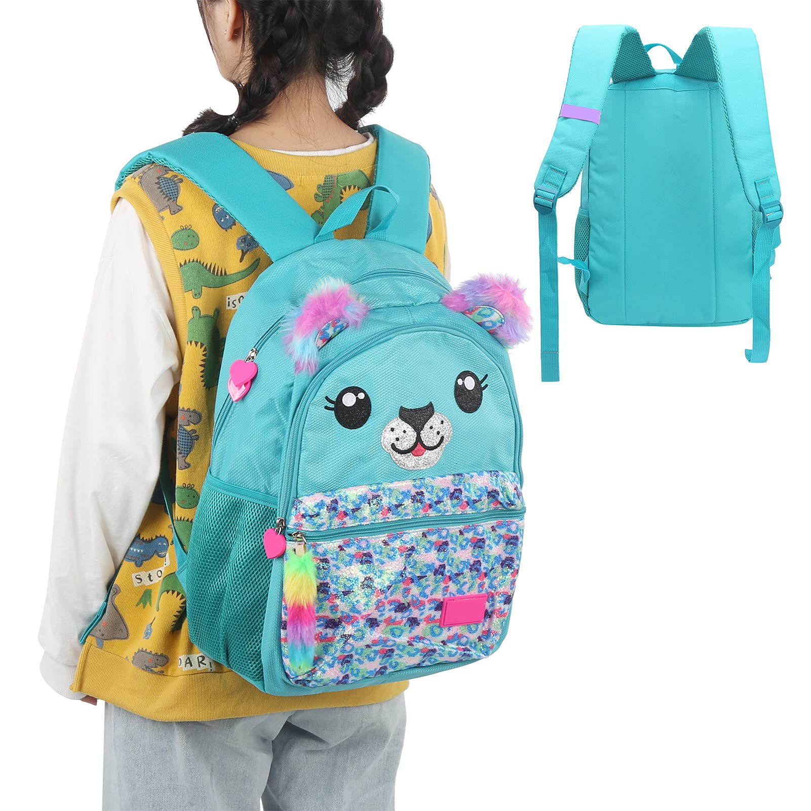Durable School Backpack with Adjustable Straps & Elastic Design - Lightweight Laptop Backpack for Students & Travel (Blue-Green) | Perfect for College, Work Commute & Outdoor Adventures