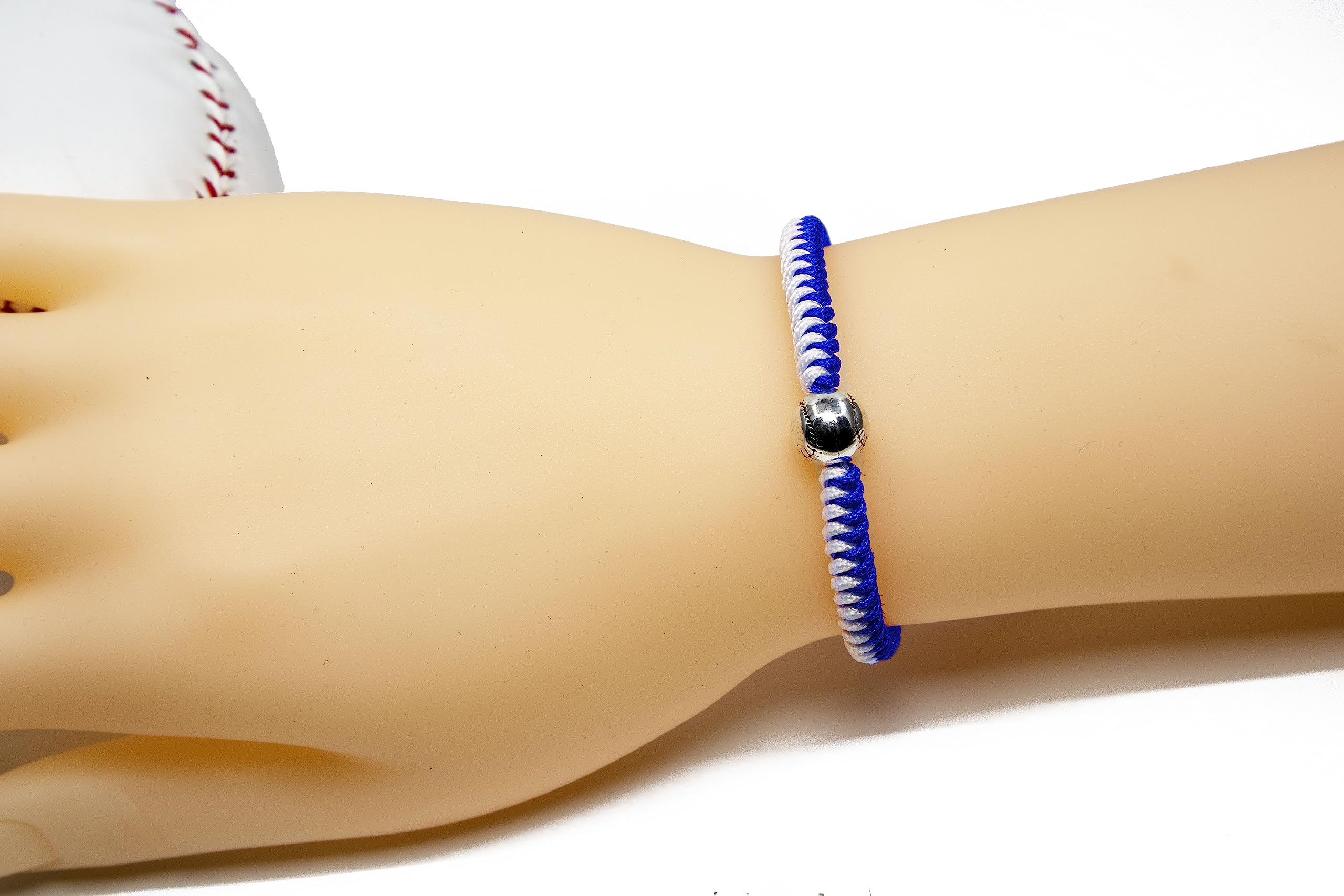 Handmade Adjustable Baseball Bracelets for Boys & Girls - Inspirational Sports Wristbands with Baseball Beads - Perfect Gift for Teens & Adults (Blue, 2PCS) - Ideal for Baseball Games, Team Spirit & Daily Wear