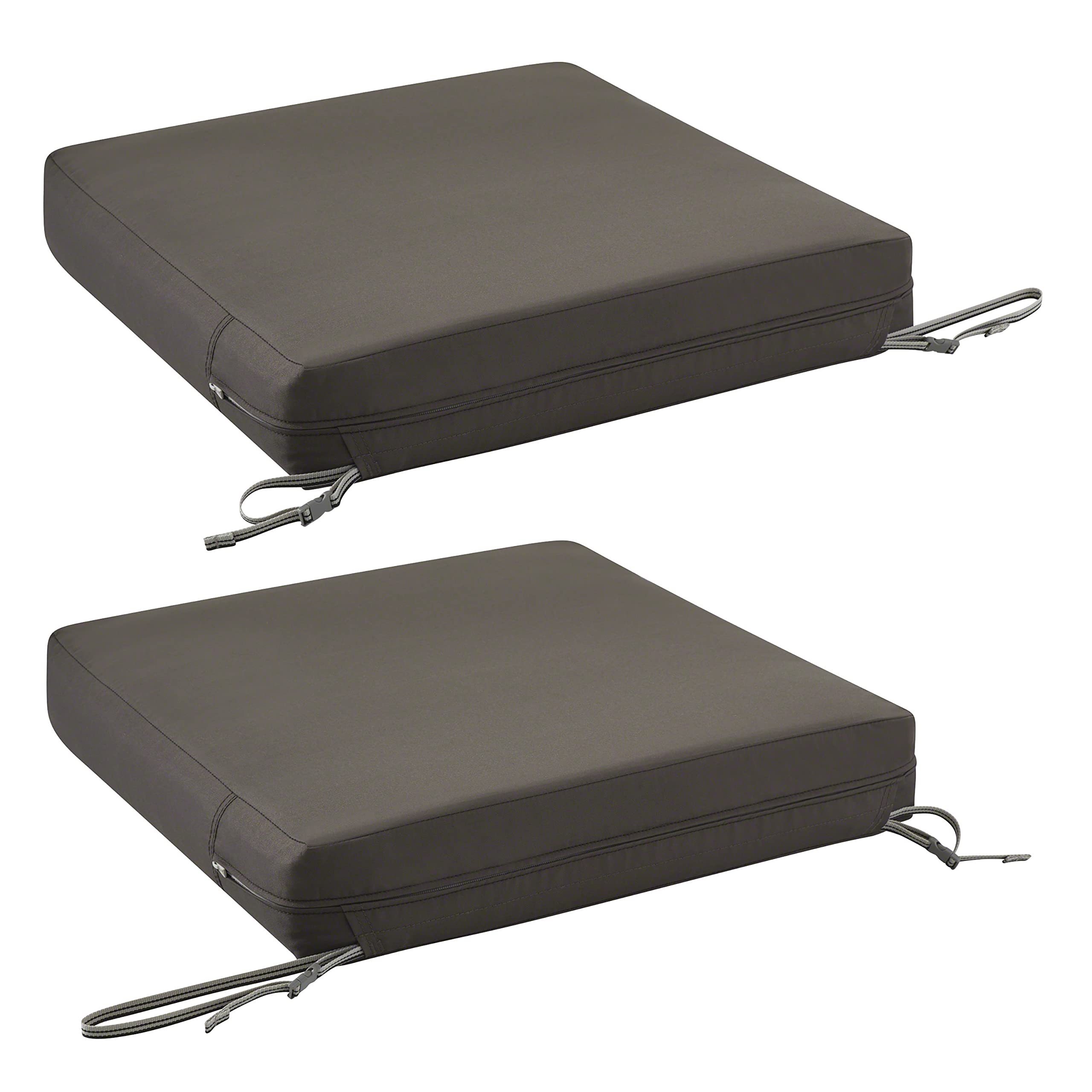 Classic Accessories Ravenna Water-Resistant 21 x 19 x 5 Inch Outdoor Patio Seat Cushion for Loveseat - Dark Taupe - Weatherproof & Comfortable for Garden, Deck, Poolside & Porch Furniture