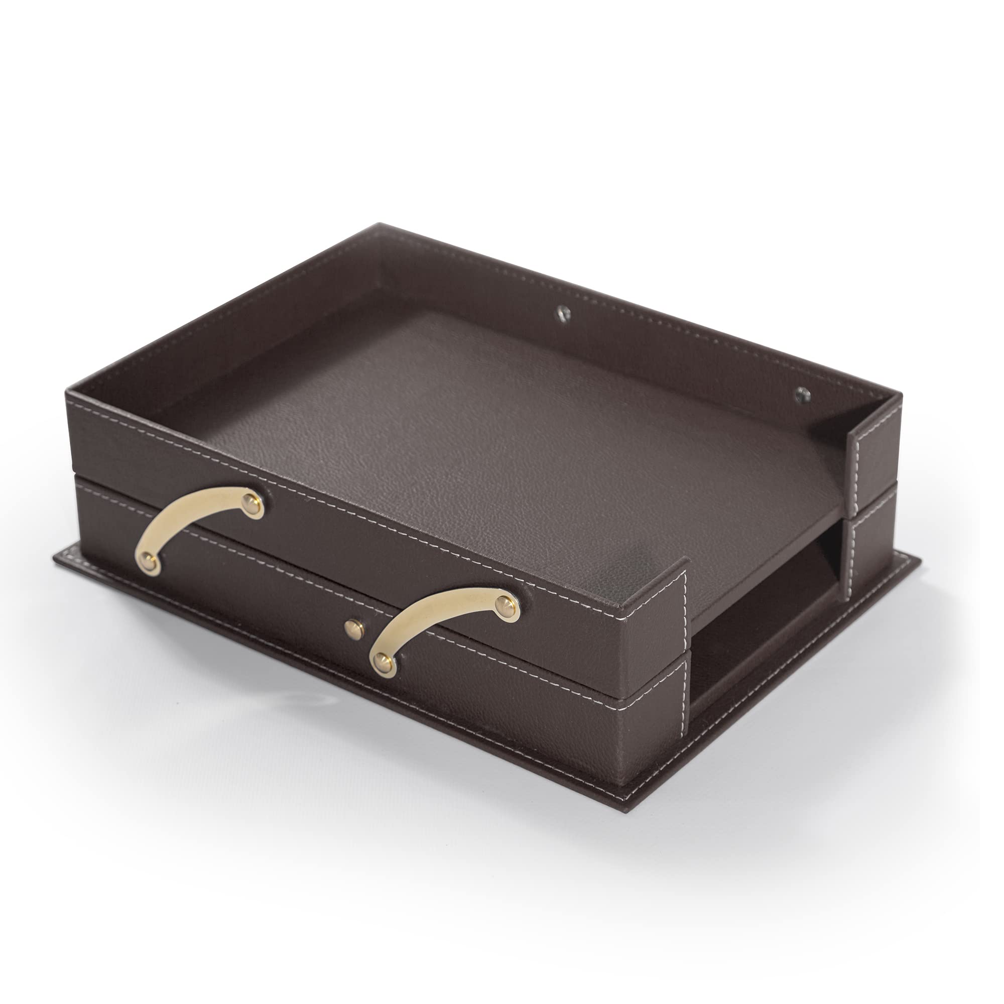 Premium MOOGCO Bonded Leather Desk Organizer Set - Stylish Office & Home Desk Accessories with Pen Holder, File Organizer & Notepad - Perfect for Workstations, Home Offices & Executive Desks